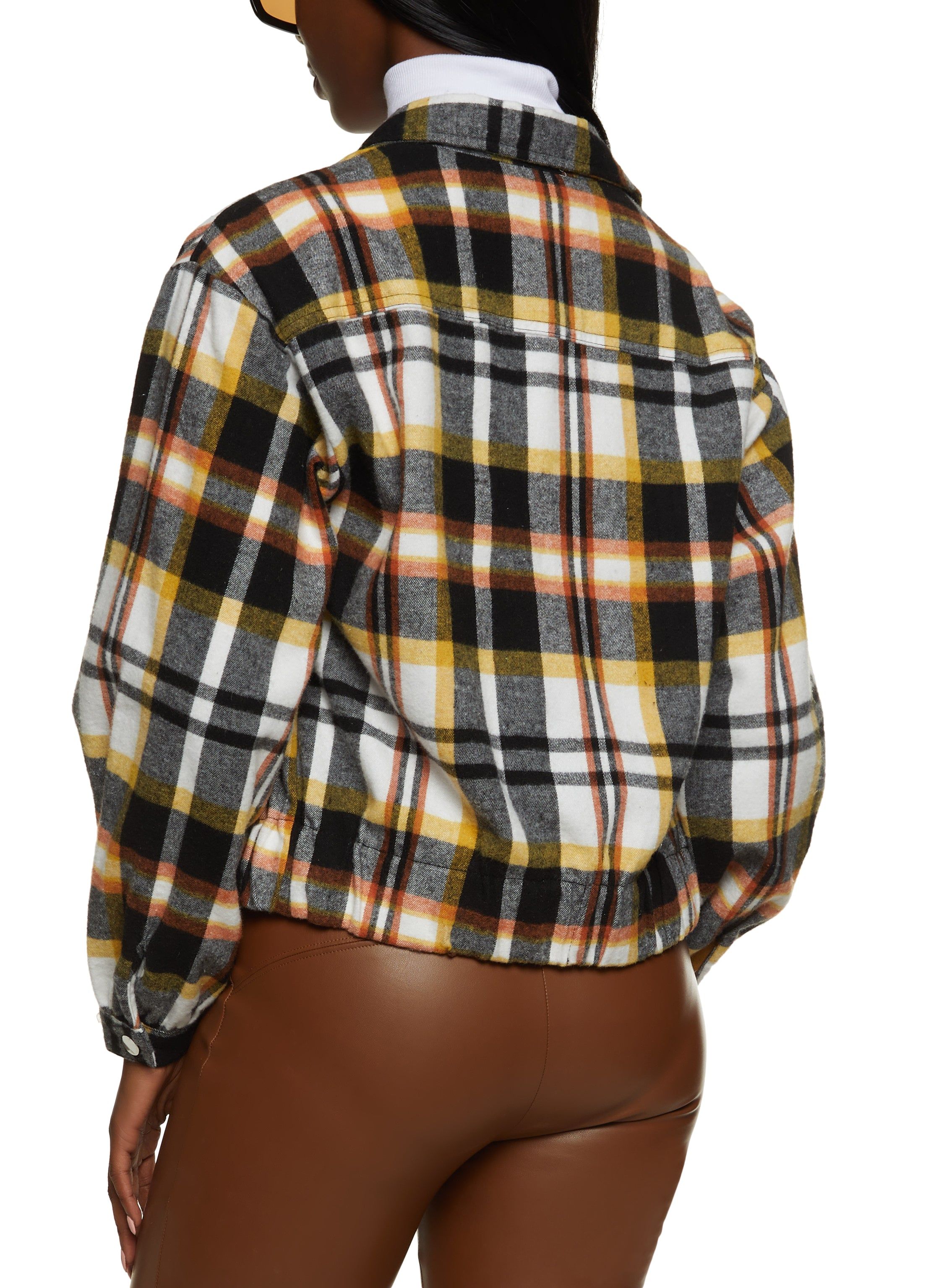 Plaid Button Front Pocket Detail Shacket sold by Rainbow product image thumbnail 3