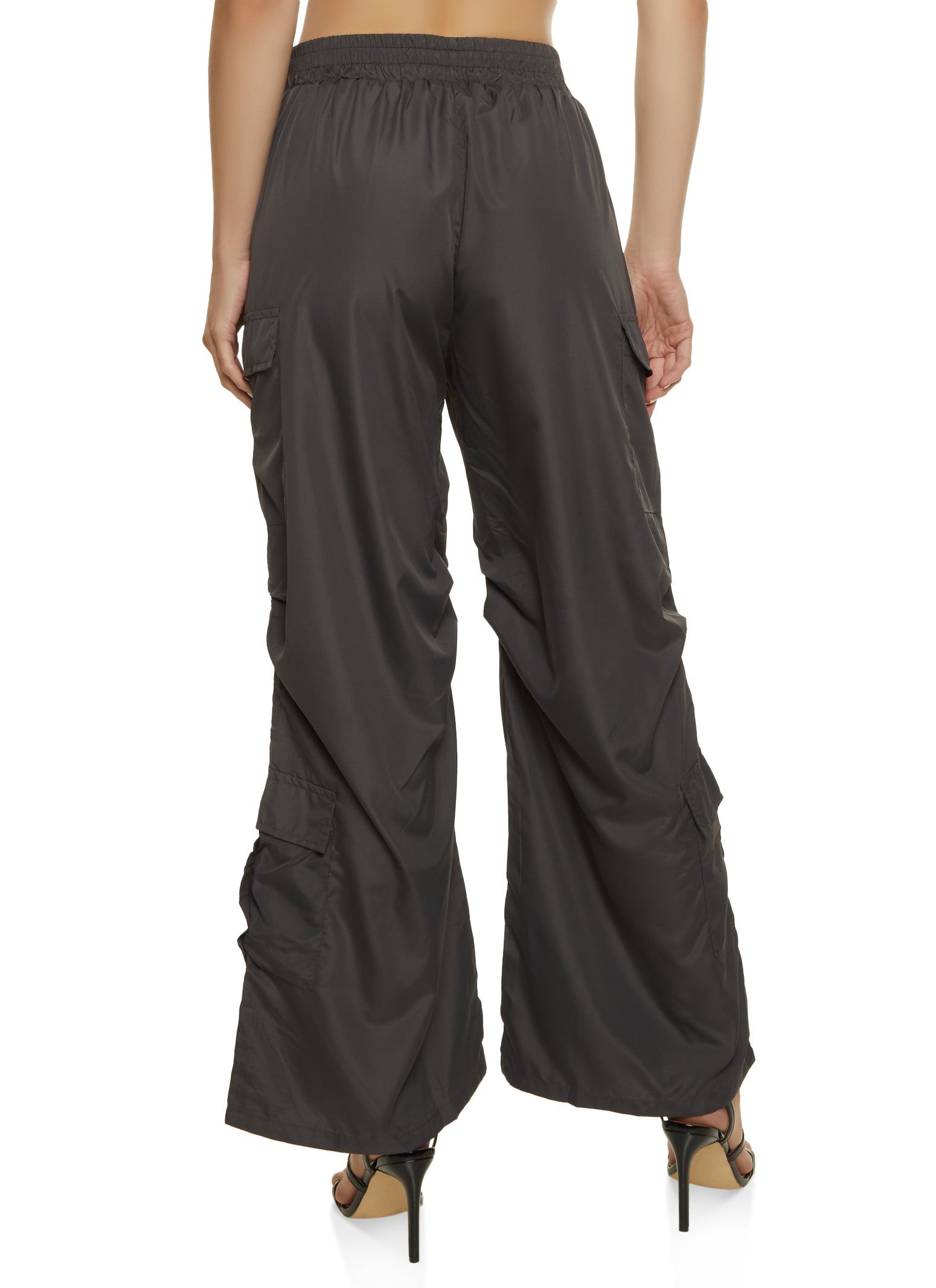 High Waist Ruched Detail Cargo Parachute Pants sold by Rainbow product image thumbnail 3