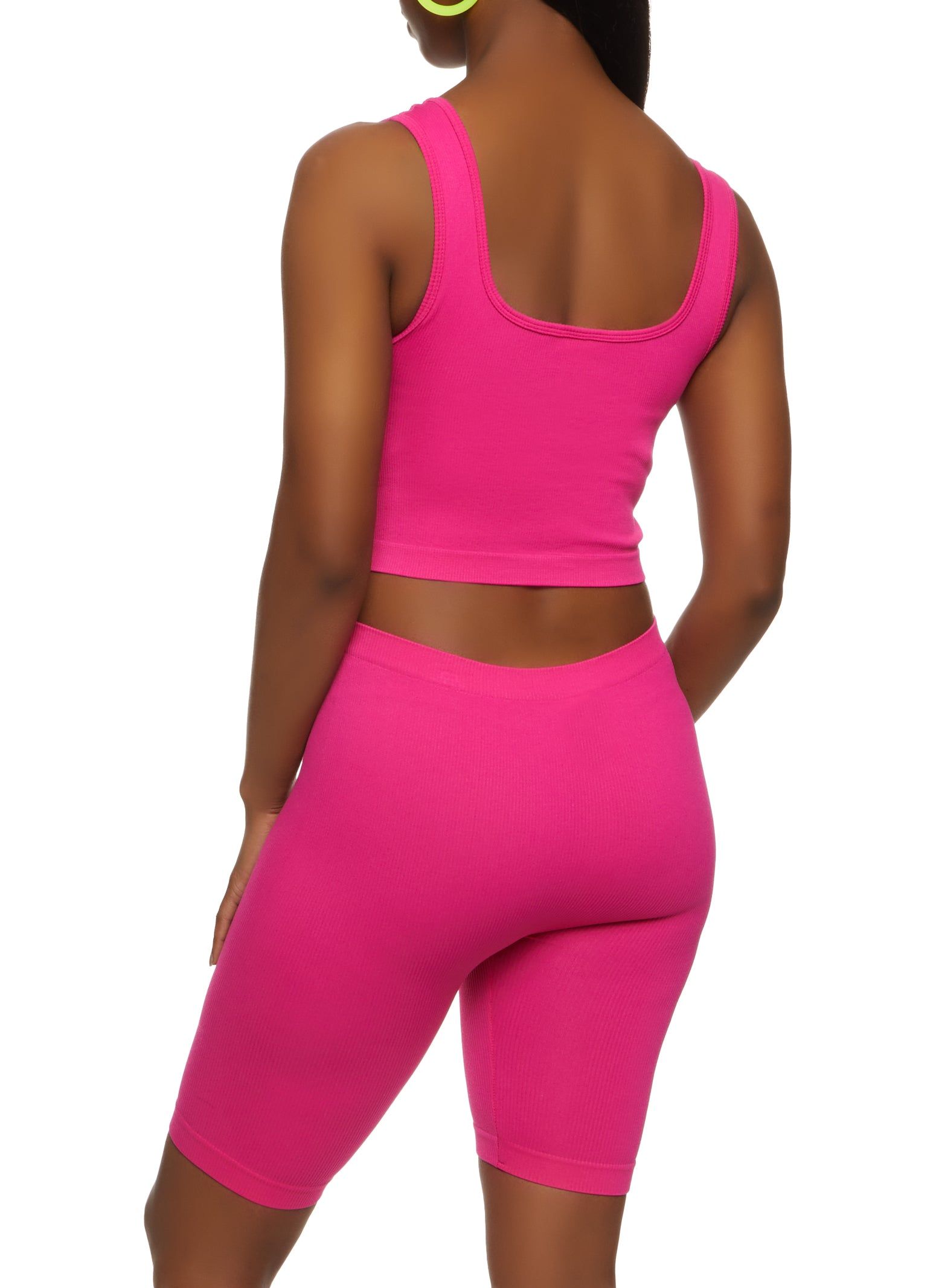 Seamless Square Neck Cropped Tank Top and Biker Shorts sold by Rainbow product image thumbnail 2