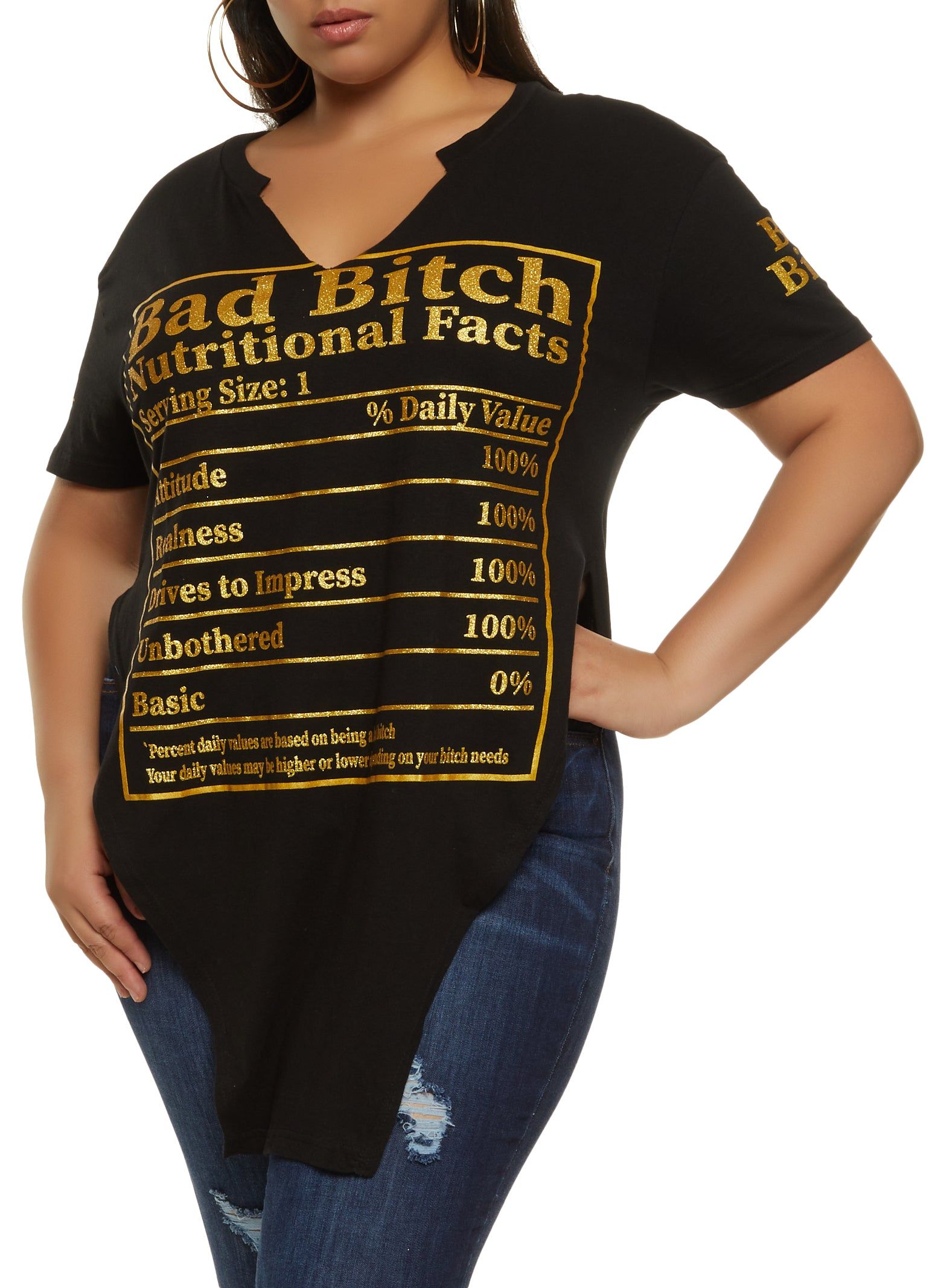 Plus Size Nutritional Facts Graphic Tee sold by Rainbow