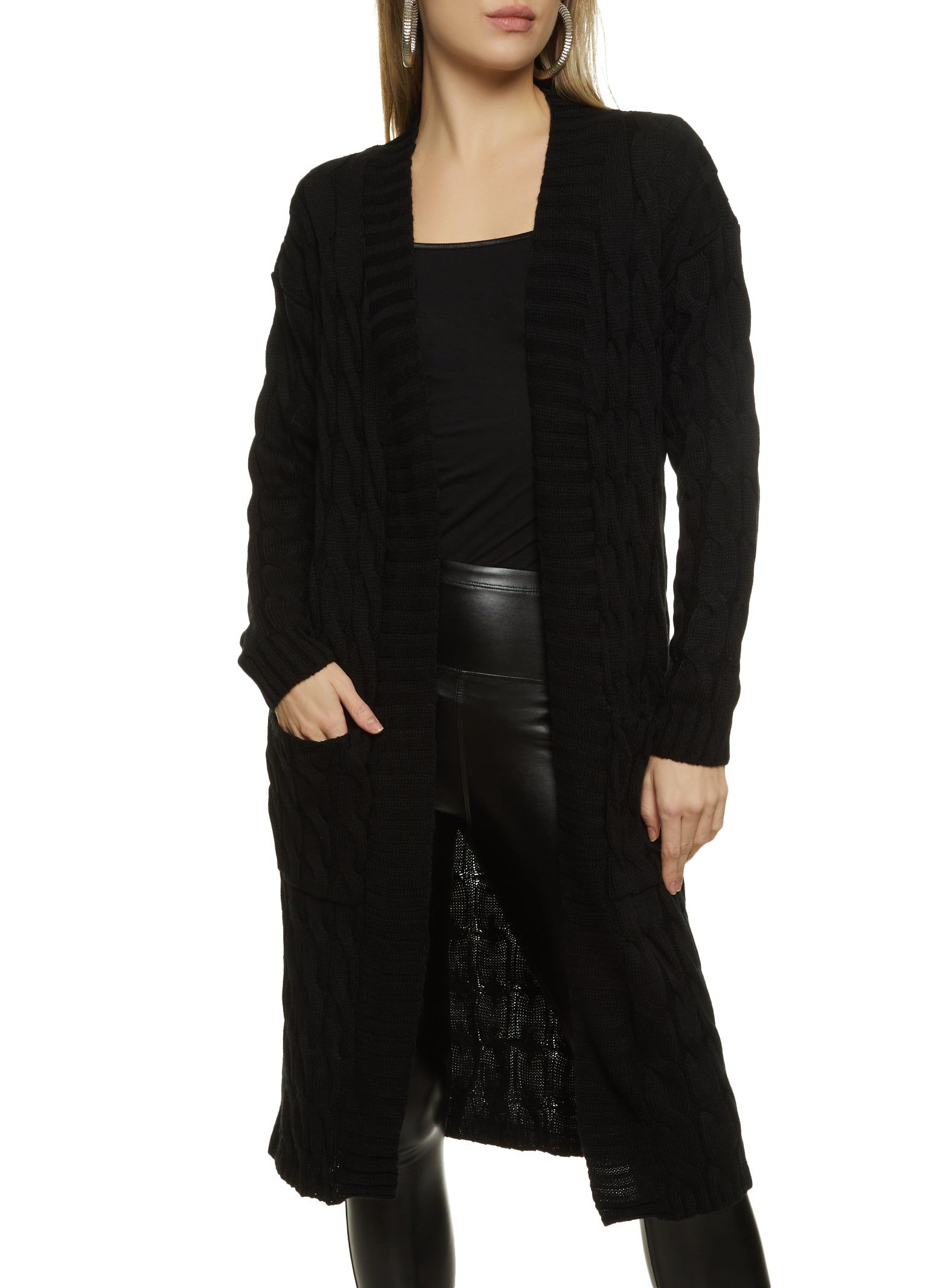 Cable Knit Long Cardigan sold by Rainbow