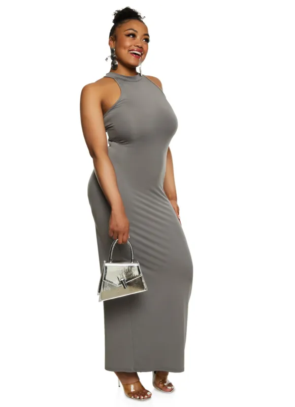 Plus Size Daisy Mock Neck Sleeveless Maxi Dress sold by Rainbow