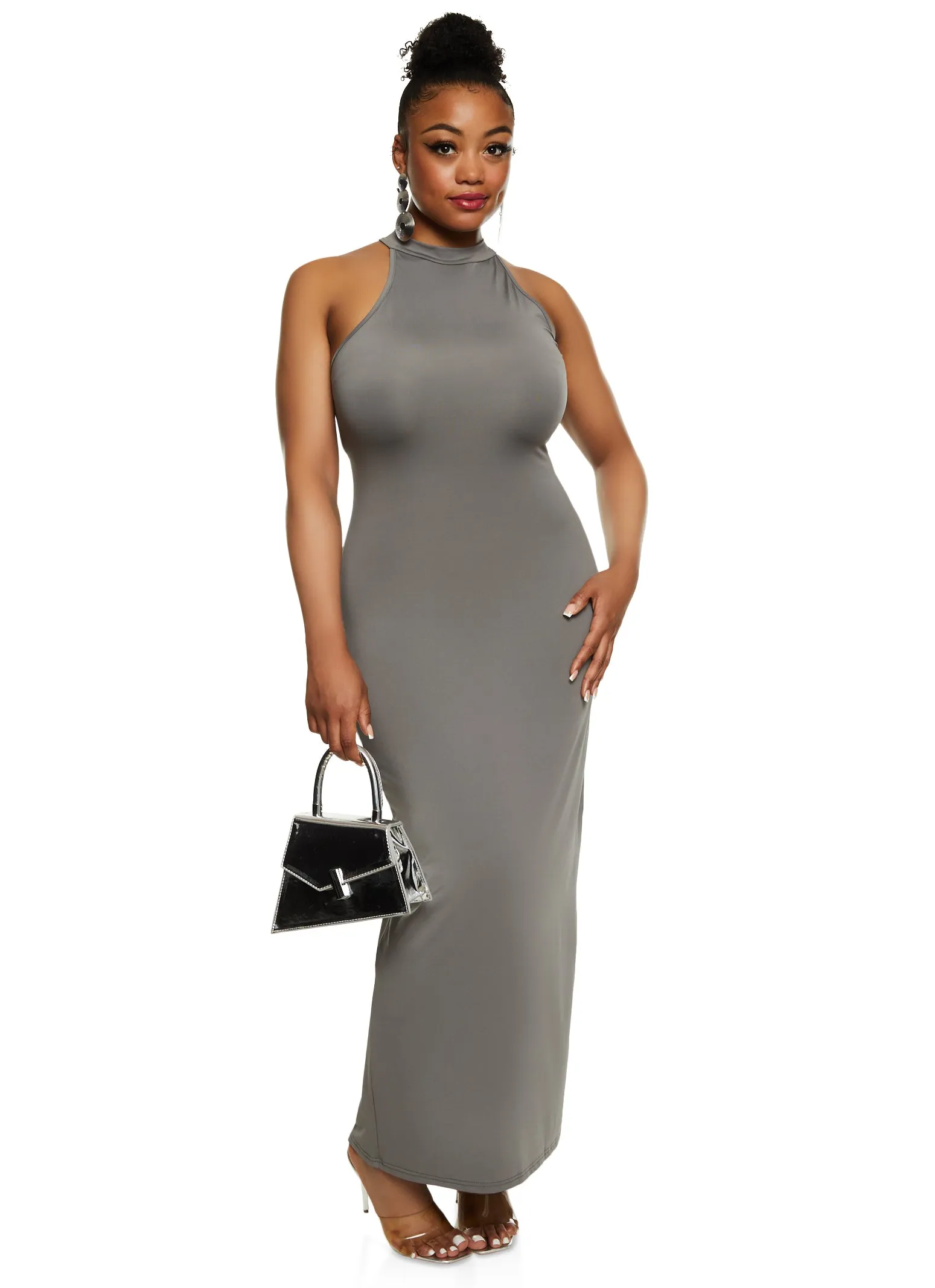 Plus Size Daisy Mock Neck Sleeveless Maxi Dress sold by Rainbow product image thumbnail 2