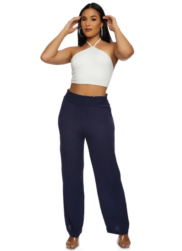 Smocked Waist Wide Leg Pull On Pants sold by Rainbow