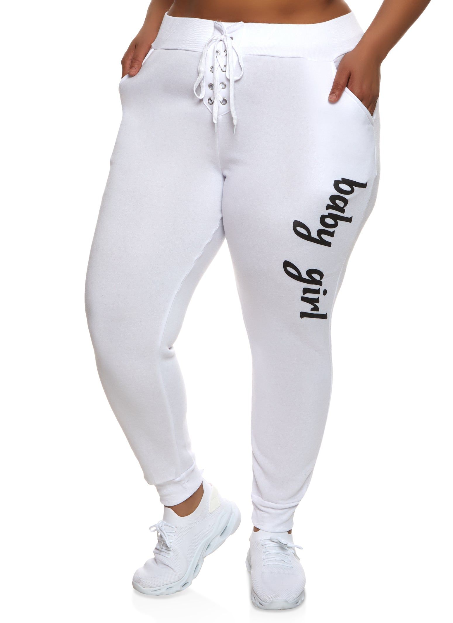 Plus Size Baby Girl Lace Up Detail Joggers sold by Rainbow