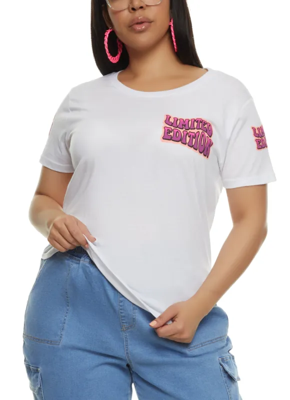 Plus Size Limited Edition High Low Back Graphic Tee sold by Rainbow