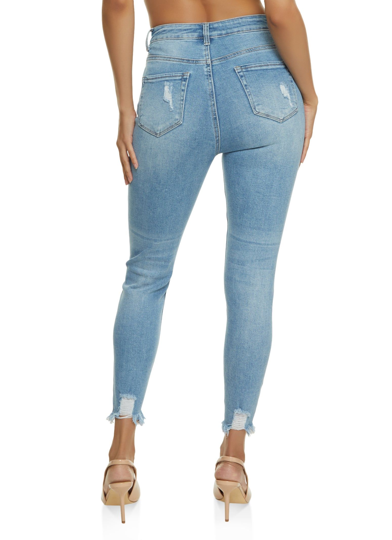 WAX Distressed Frayed Hem Skinny Jeans sold by Rainbow product image thumbnail 2