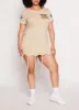 Plus Size Enjoy The Little Things Knot Fringe Dress sold by Rainbow