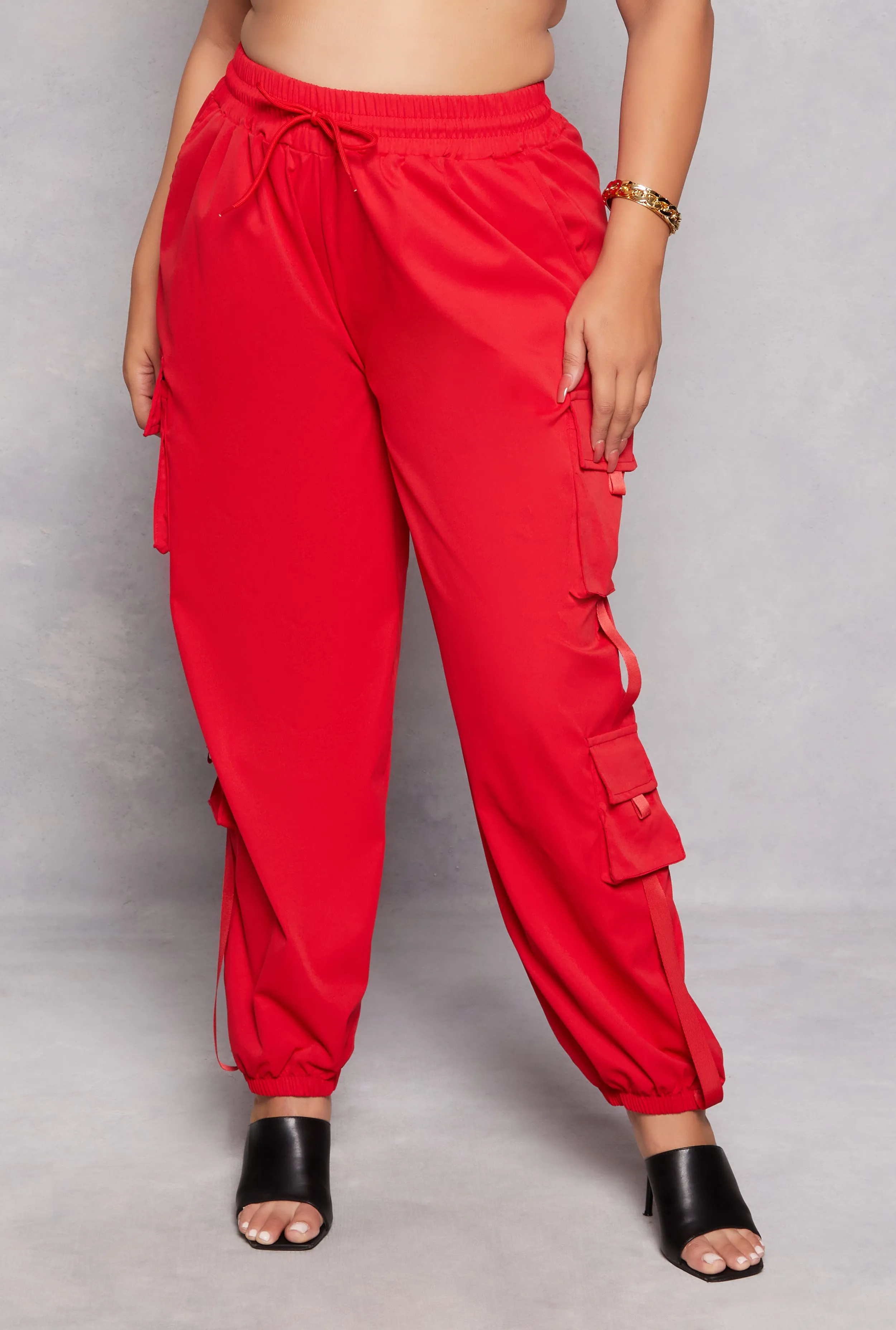 Plus Size Poplin Drawstring Cargo Joggers sold by Rainbow product image thumbnail 2