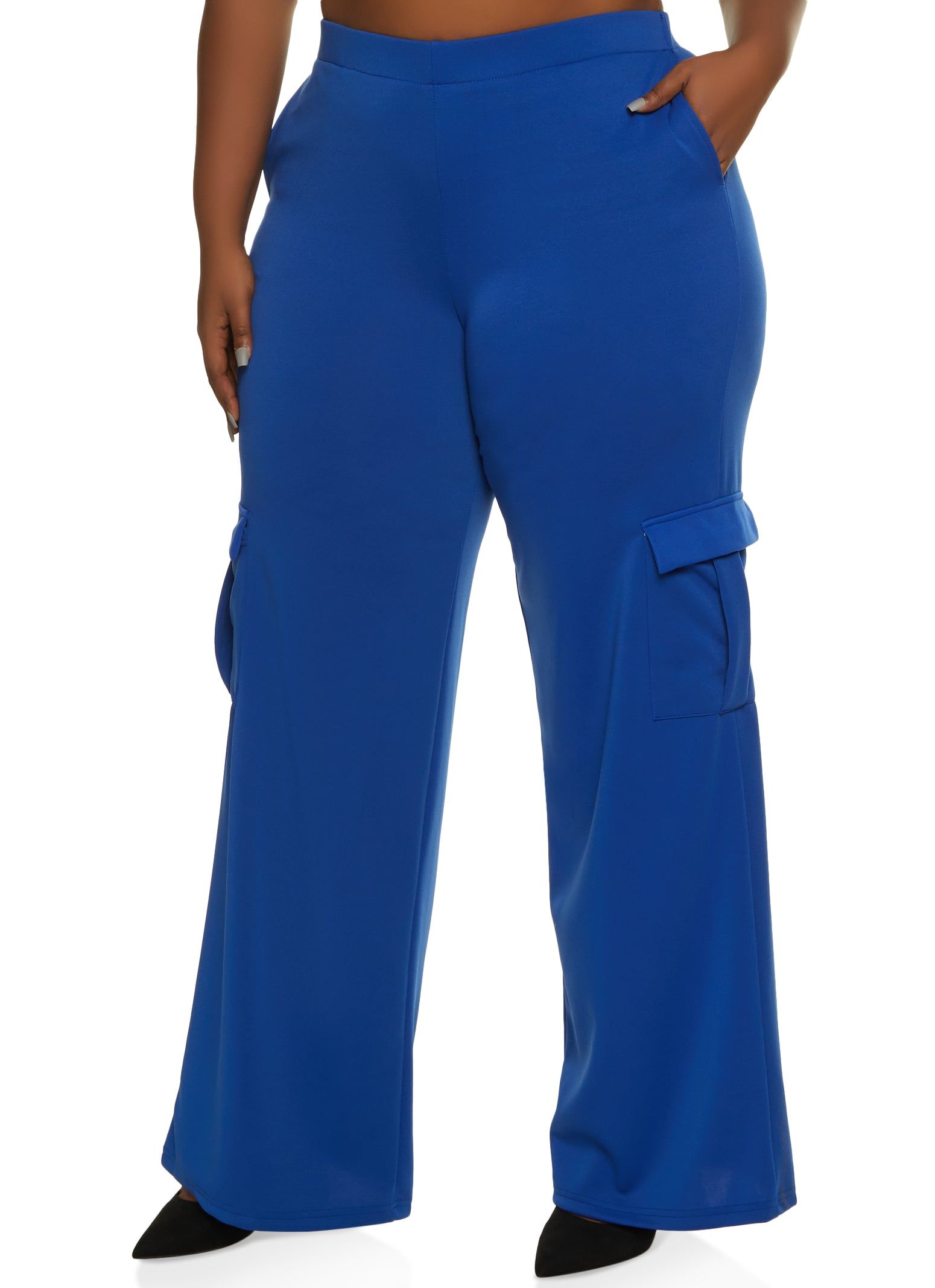 Plus Size Cargo Pocket Wide Leg Pants sold by Rainbow