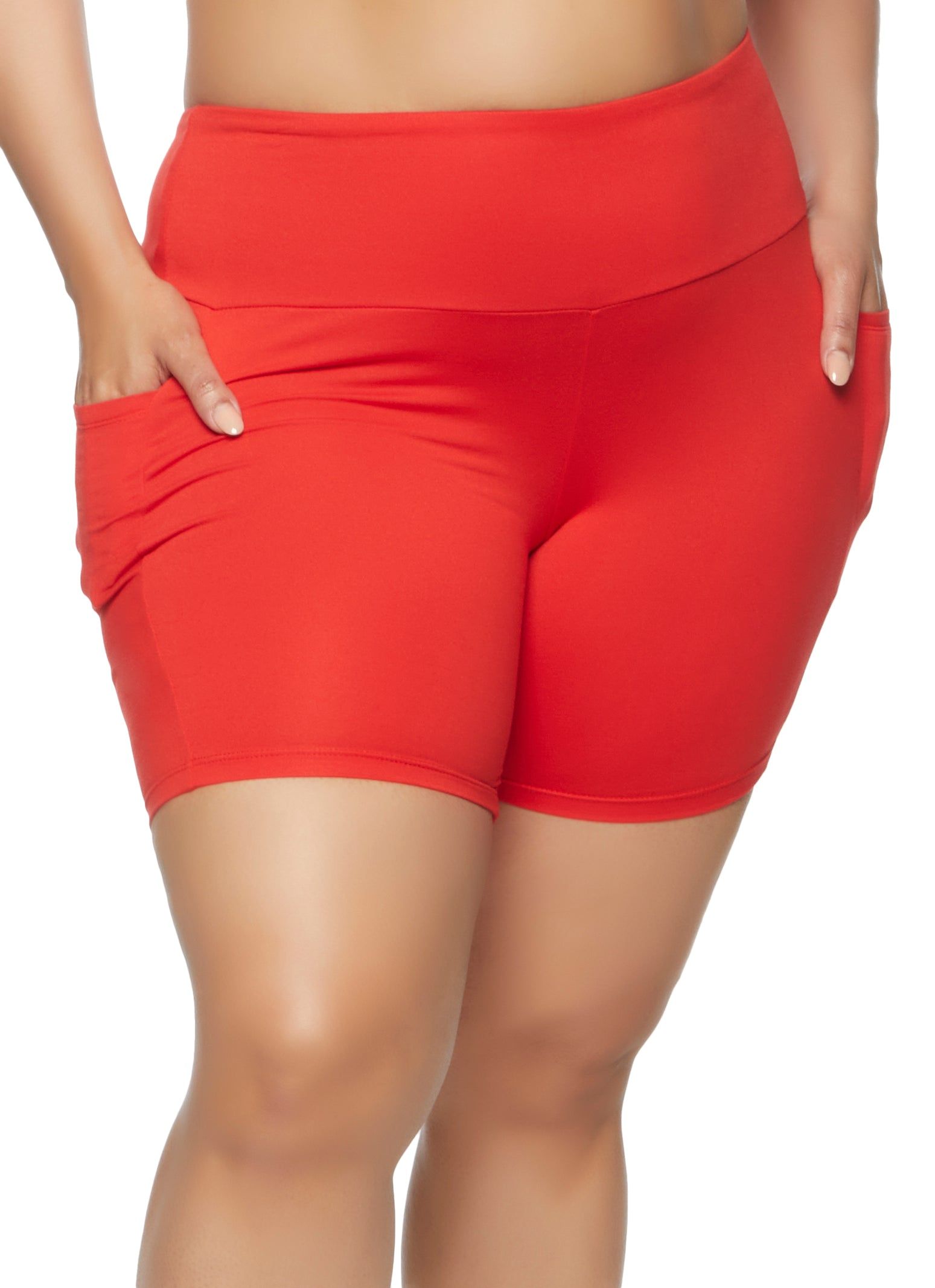 Plus Size High Waist Pocket Biker Shorts sold by Rainbow
