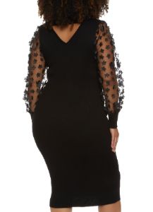 Plus Size Flower Organza Sleeve Midi Dress sold by Rainbow