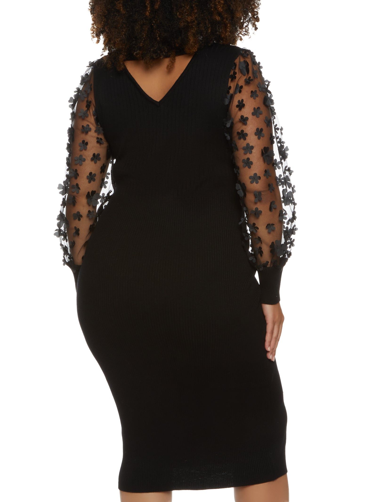 Plus Size Flower Organza Sleeve Midi Dress sold by Rainbow product image thumbnail 3