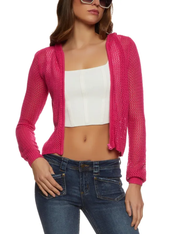 Pointelle Zip Front Hoodie sold by Rainbow