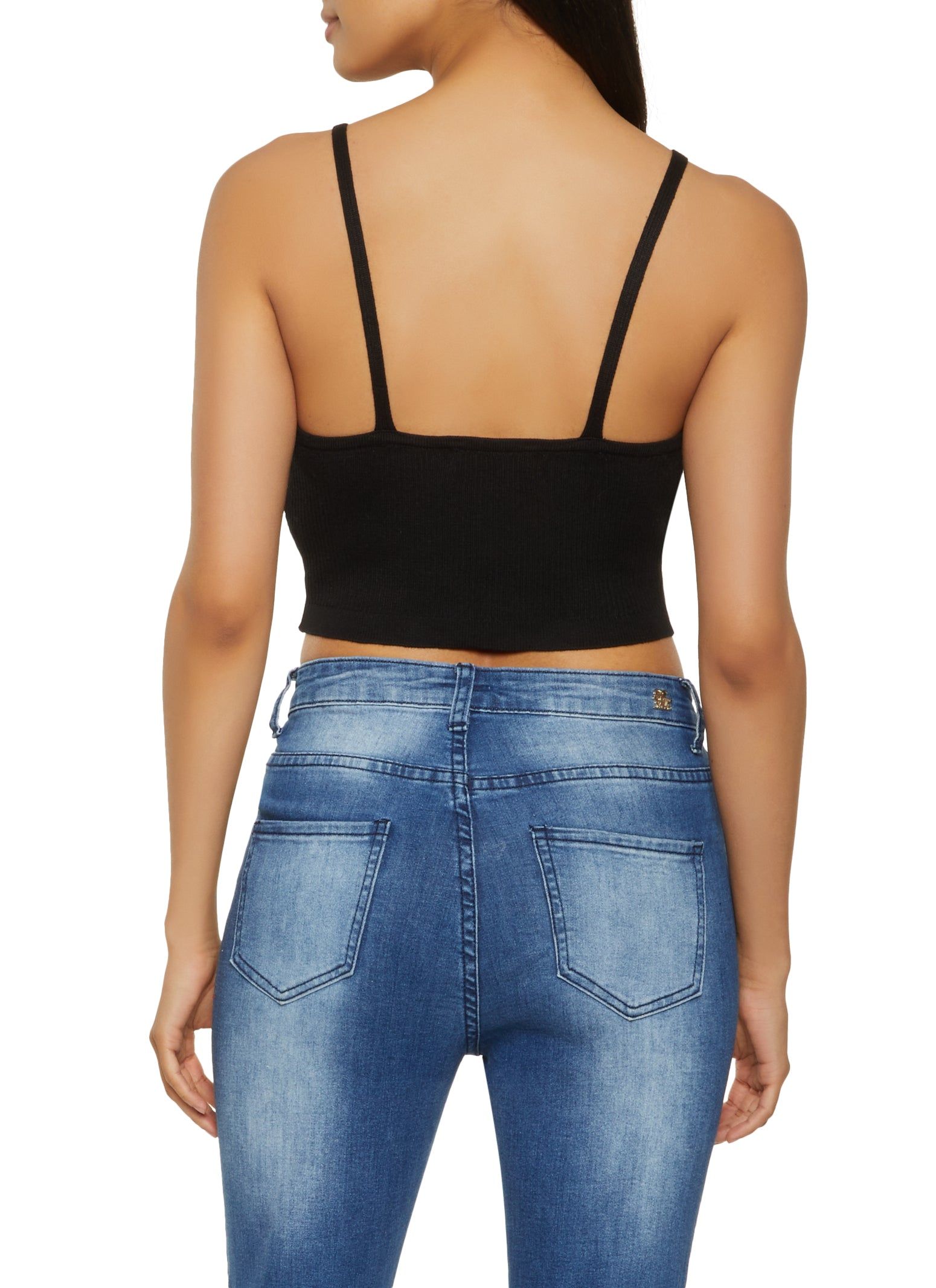 Rib Knit V Neck Cropped Cami sold by Rainbow product image thumbnail 2