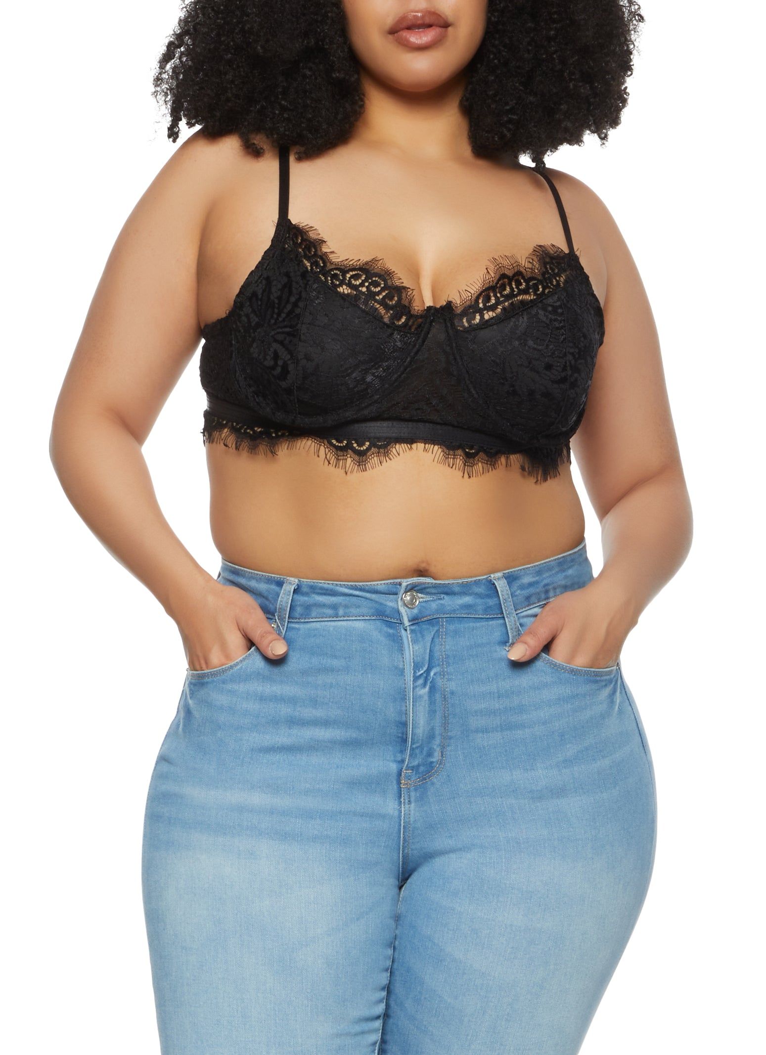 Plus Size Lace Bustier Crop Top sold by Rainbow