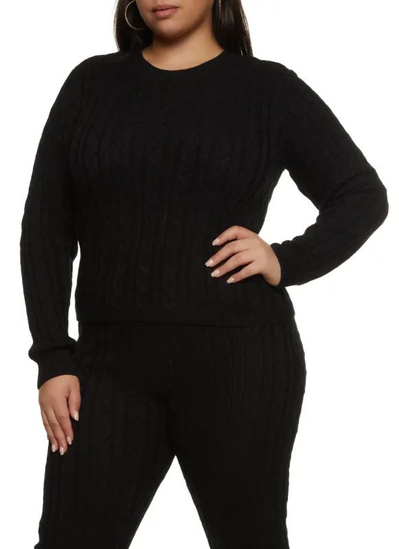 Plus Size Cable Knit Pullover Sweater sold by Rainbow