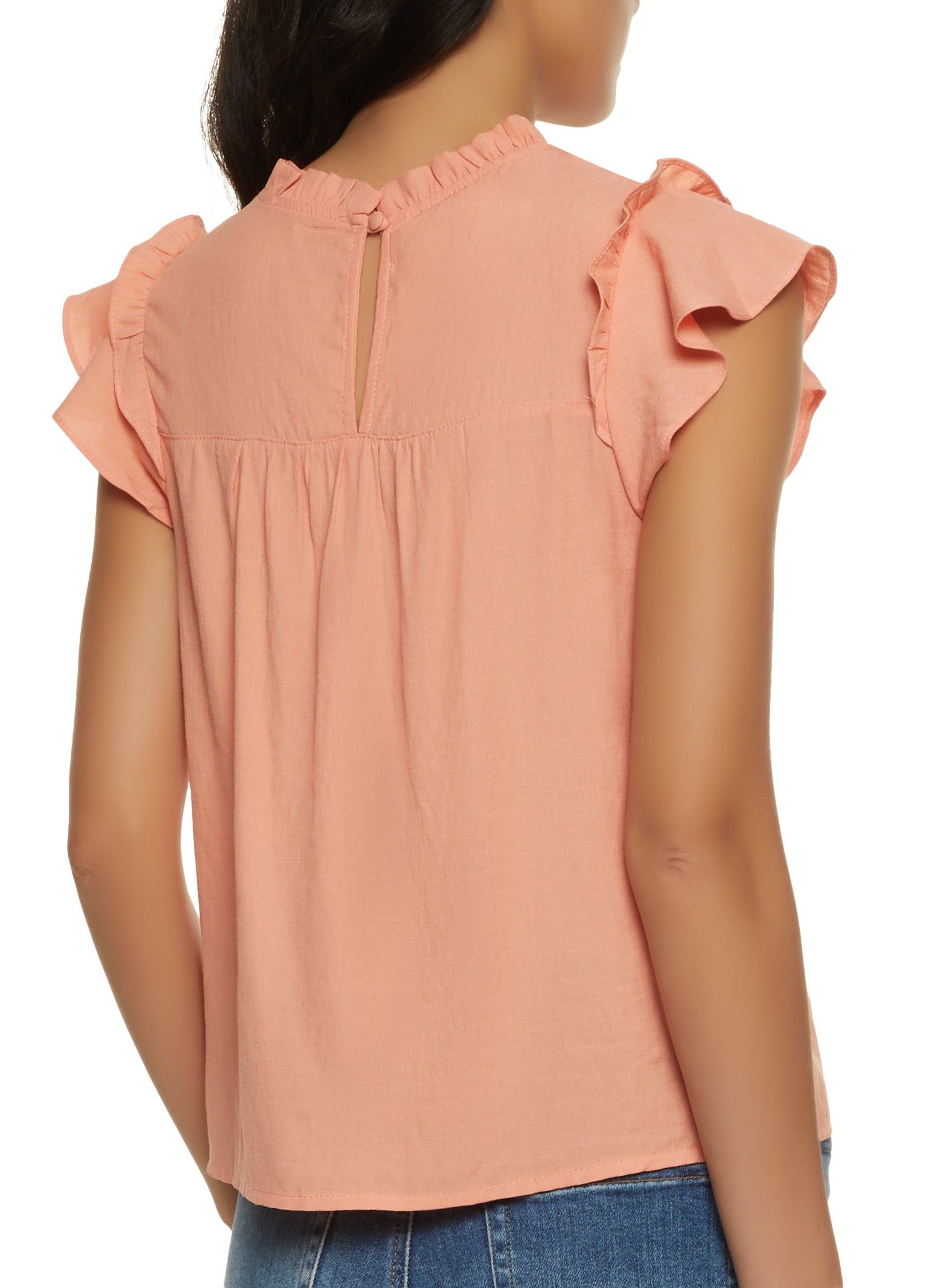 Crochet Detail Ruffle Trim Blouse sold by Rainbow product image thumbnail 2