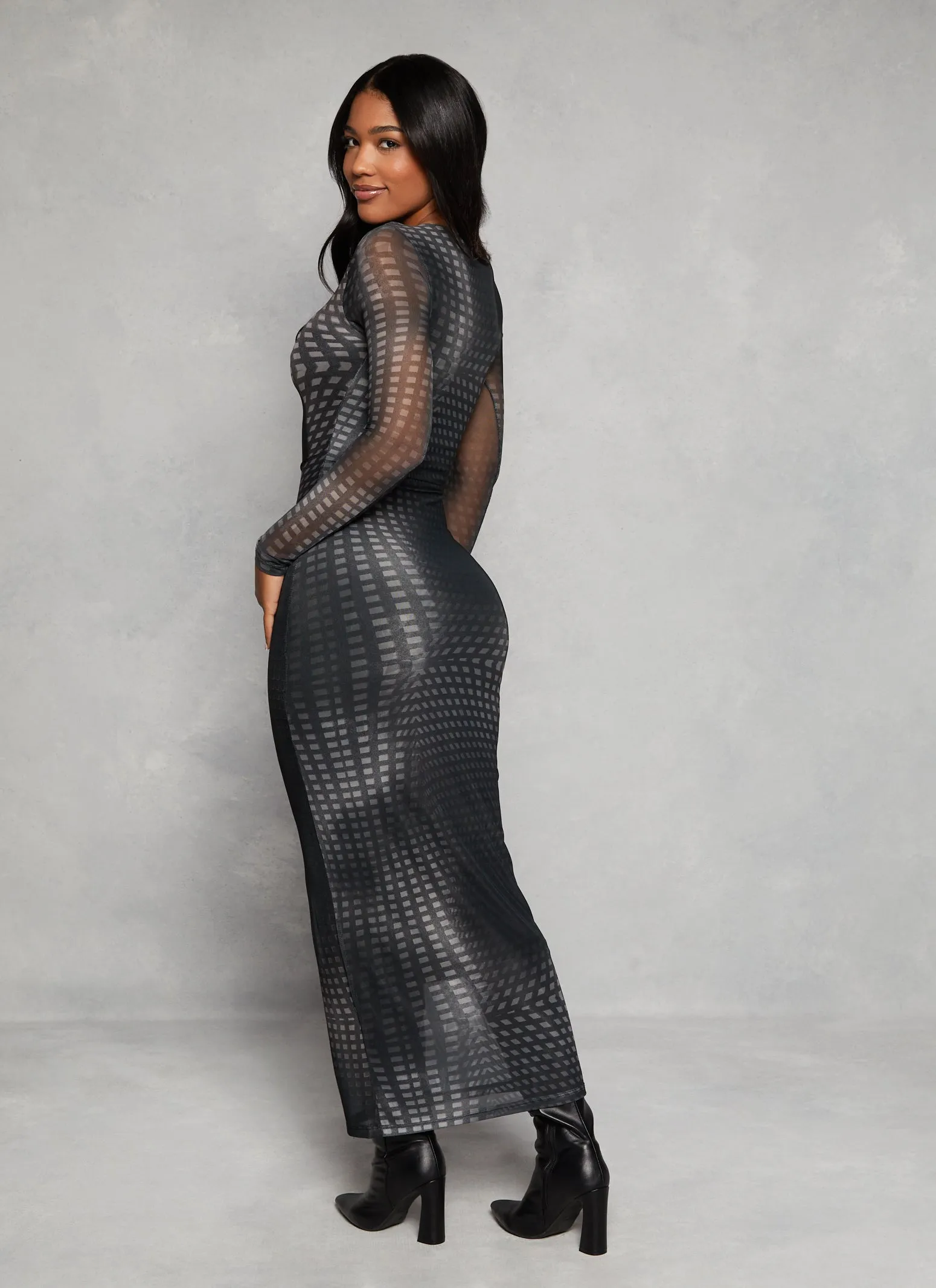 Almost Famous Mesh Lip Graphic Maxi Dress sold by Rainbow product image thumbnail 3