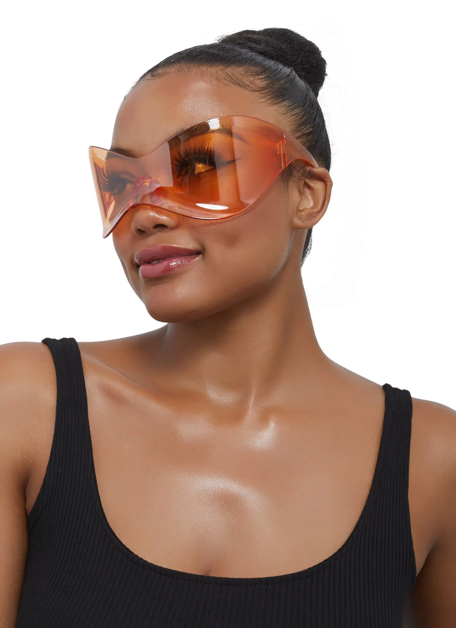 Oversized Rimless Butterfly Wrap Shield Sunglasses sold by Rainbow