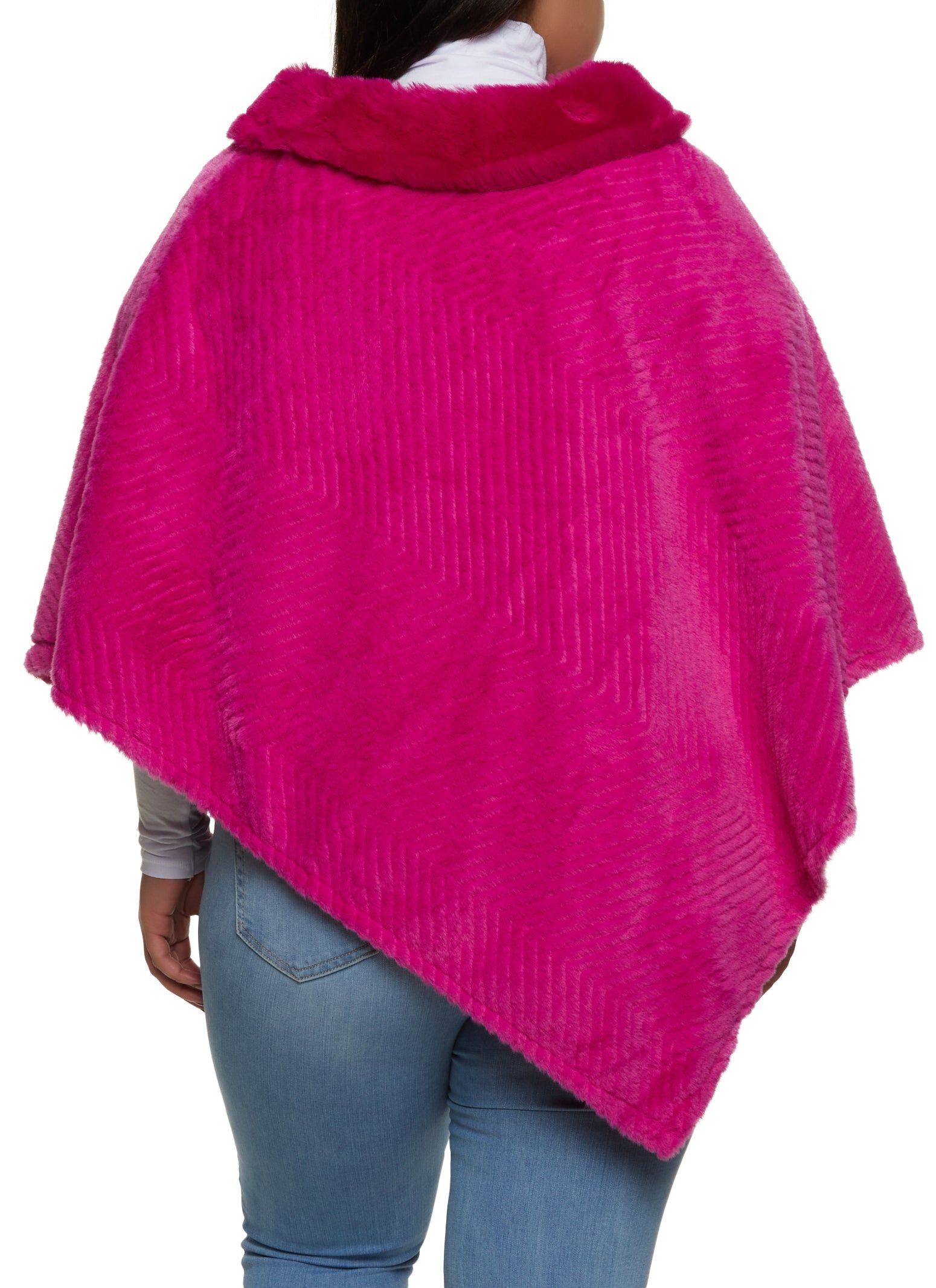Faux Fur Striped Funnel Neck Poncho sold by Rainbow product image thumbnail 5