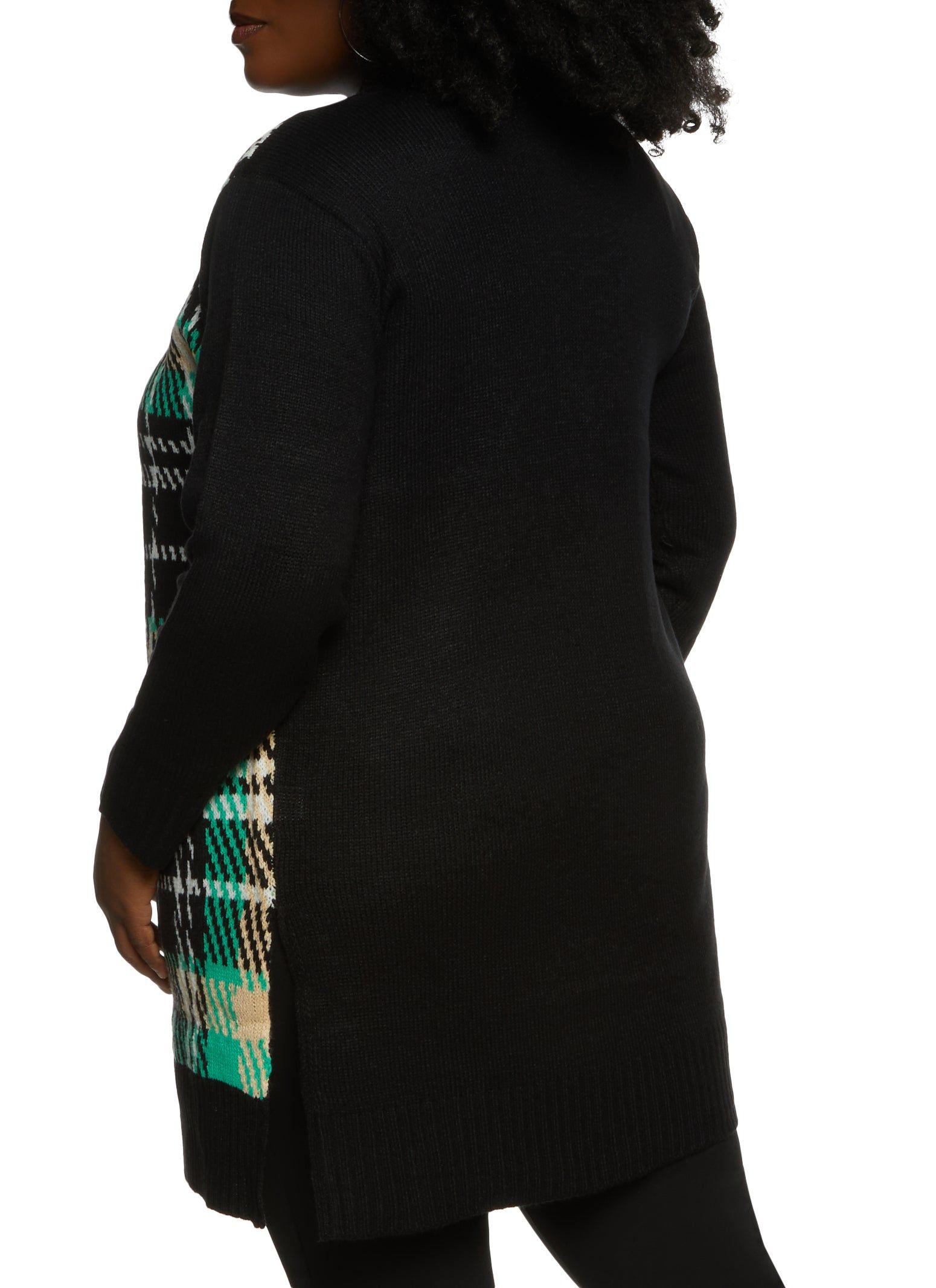 Plus Size Plaid Long Sleeve Open Front Cardigan sold by Rainbow product image thumbnail 2