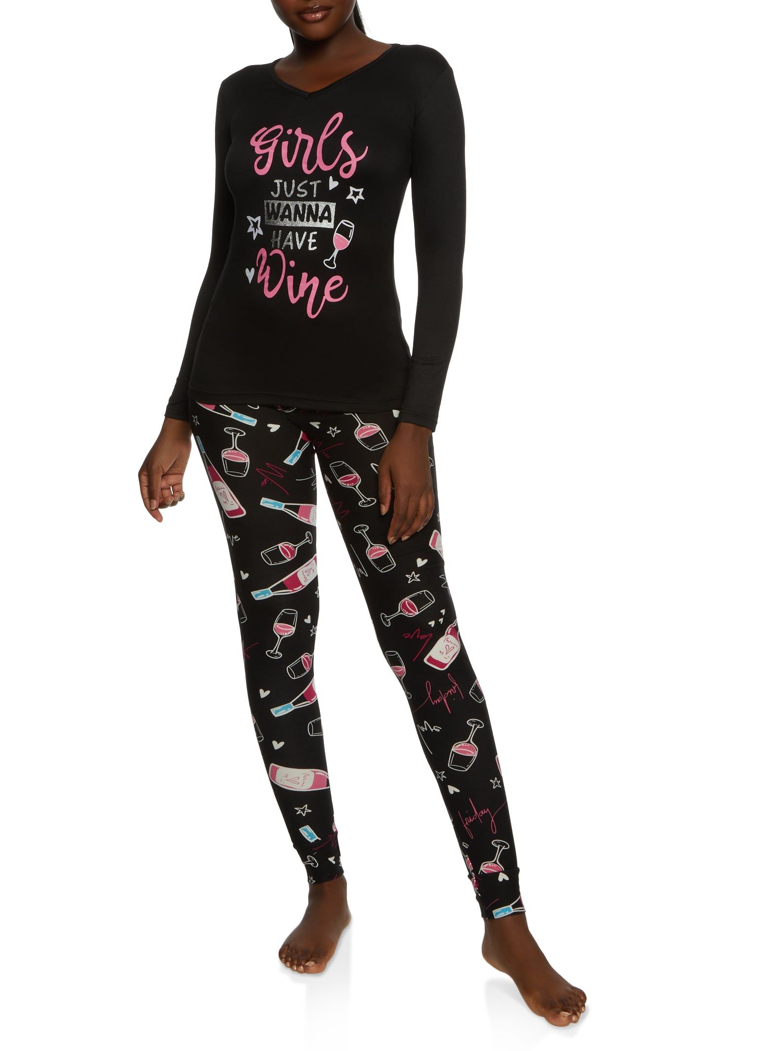 Wanna Have Wine Pajama Top and Pants sold by Rainbow