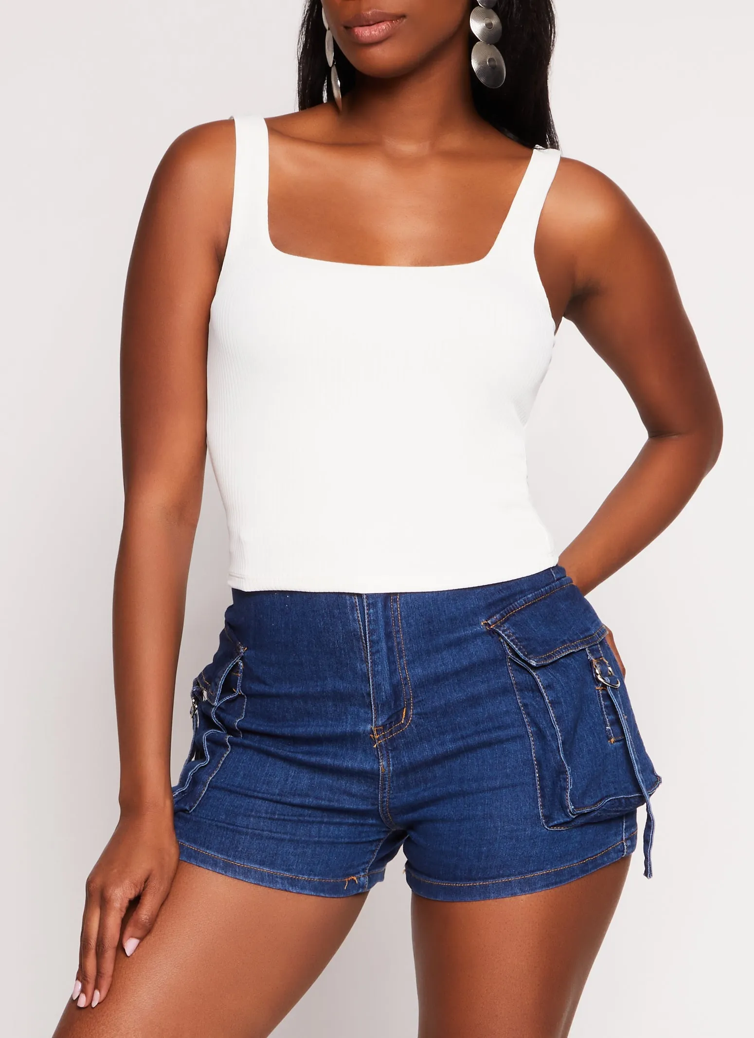 Iris Ribbed Square Neck Tank Top sold by Rainbow