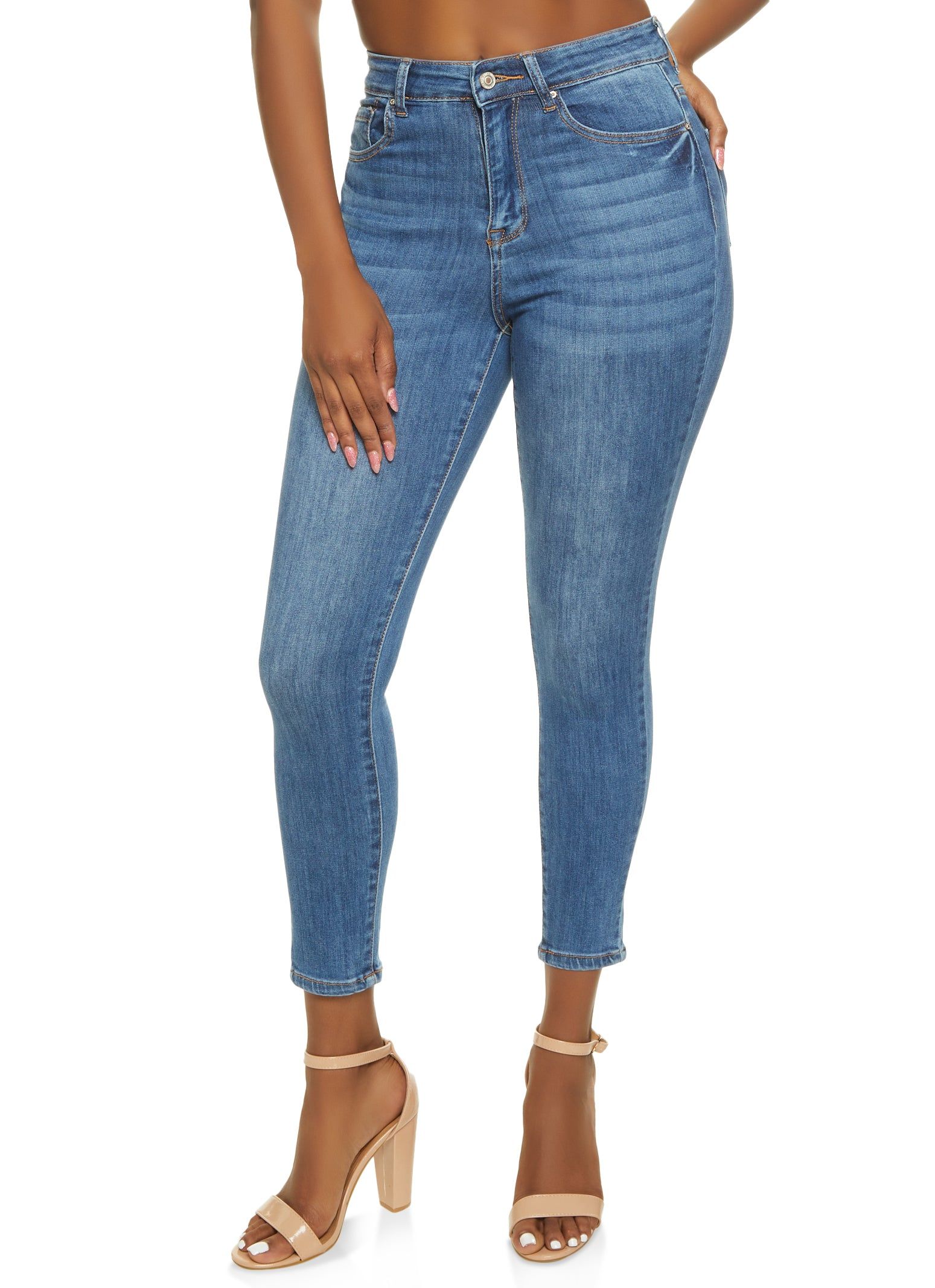 WAX High Rise Solid Cropped Skinny Jeans sold by Rainbow