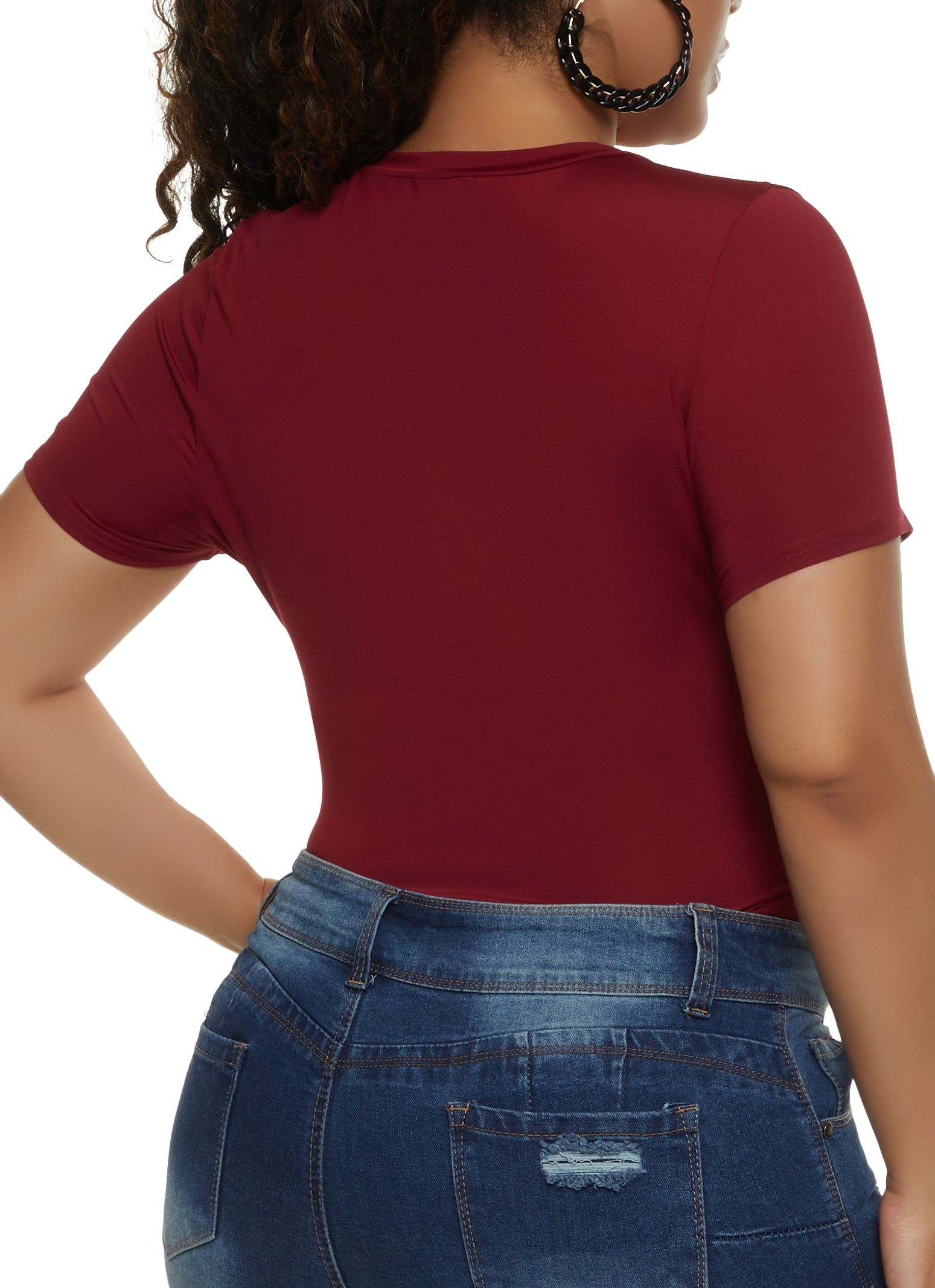 Plus Size Basic Crew Neck Short Sleeve Bodysuit sold by Rainbow product image thumbnail 3