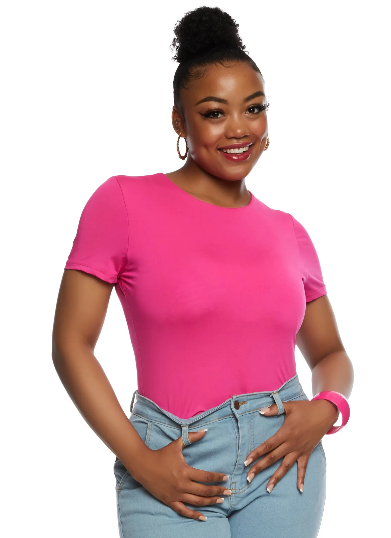 Plus Size Daisy Double Layer Crew Neck Bodysuit sold by Rainbow product image thumbnail 2