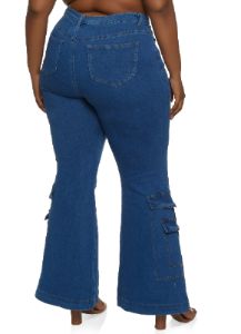 Plus Size Wide Leg Cargo Jeans sold by Rainbow