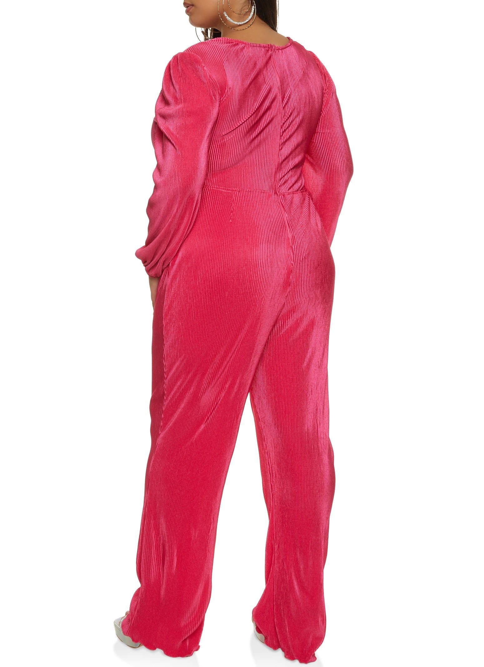 Plus Size Plisse Cut Out Plunge Jumpsuit sold by Rainbow product image thumbnail 2