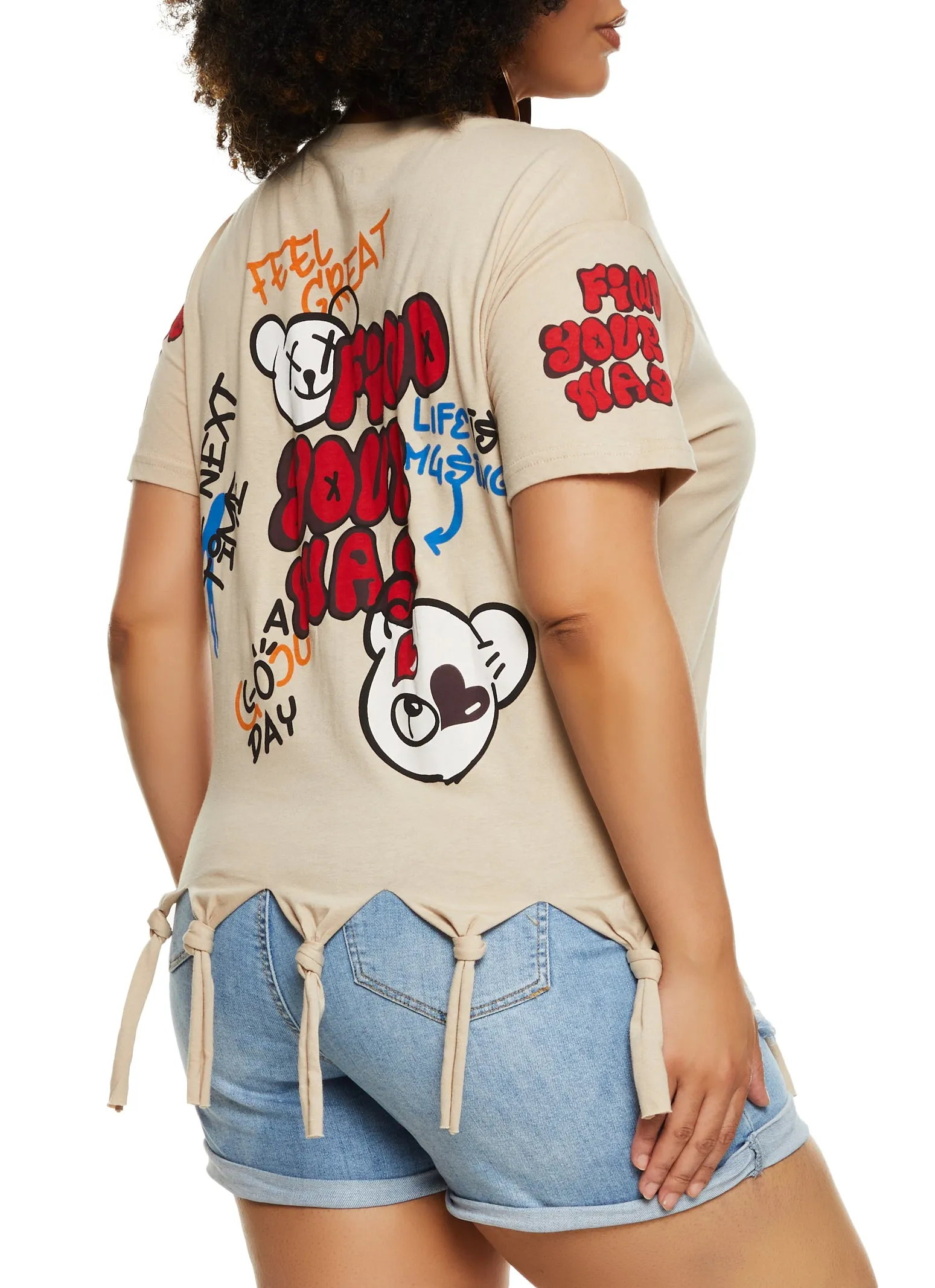 Plus Size Knotted Fringe Find Your Way Graphic Tee sold by Rainbow product image thumbnail 3