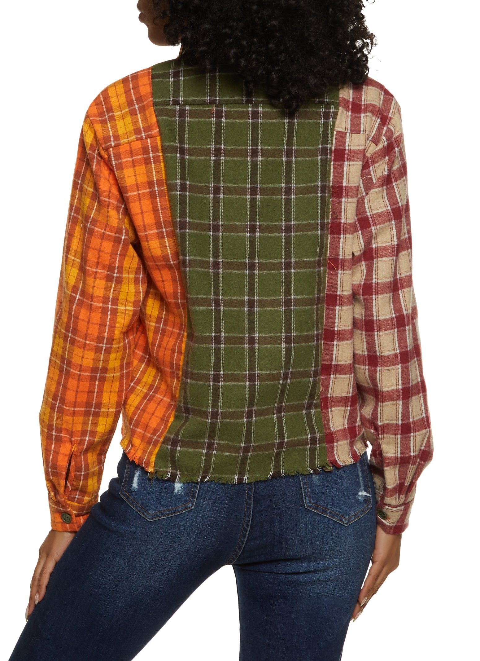 Patchwork Plaid Button Front Shirt sold by Rainbow product image thumbnail 2