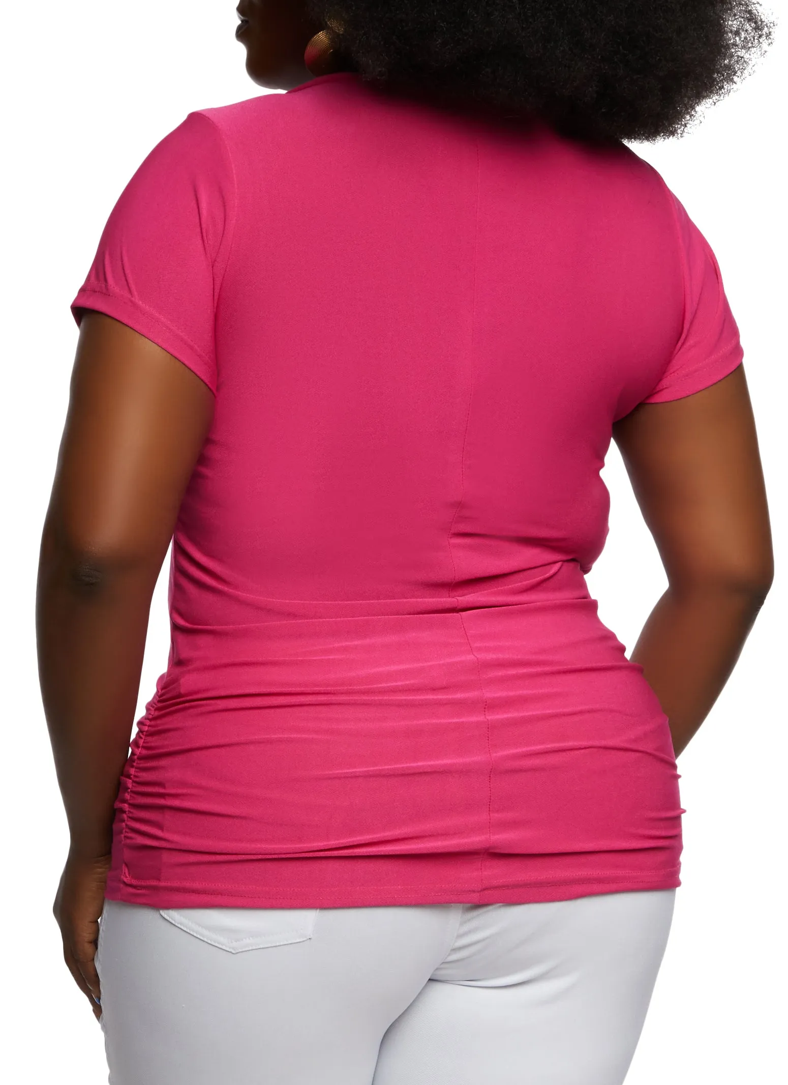 Plus Size Ruched Side V Neck T Shirt sold by Rainbow product image thumbnail 3