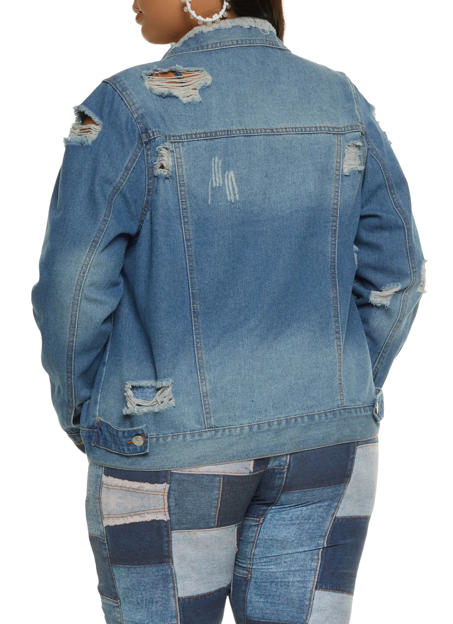 Plus Size Almost Famous Distressed Jean Jacket sold by Rainbow product image thumbnail 2