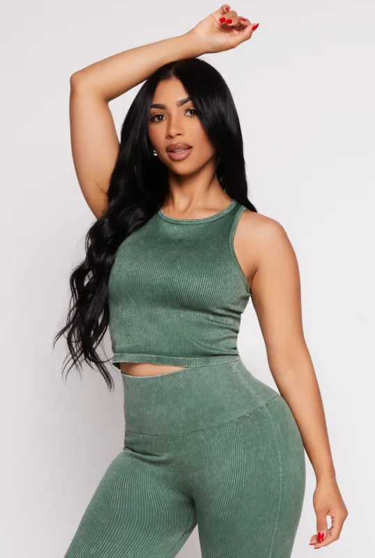 Daisy Acid Wash Ribbed Crew Neck Tank Top sold by Rainbow