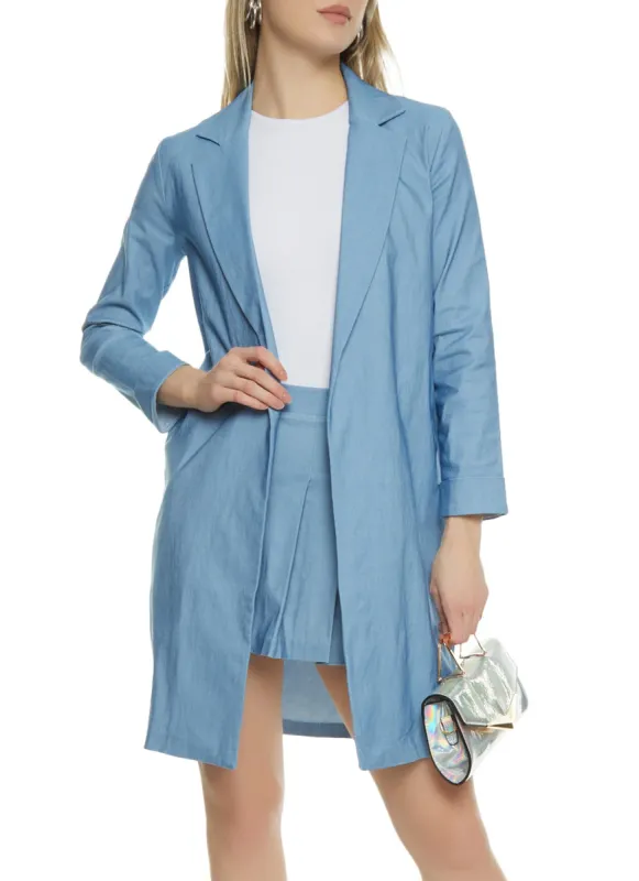 Chambray Tie Waist Belted Trench Coat sold by Rainbow