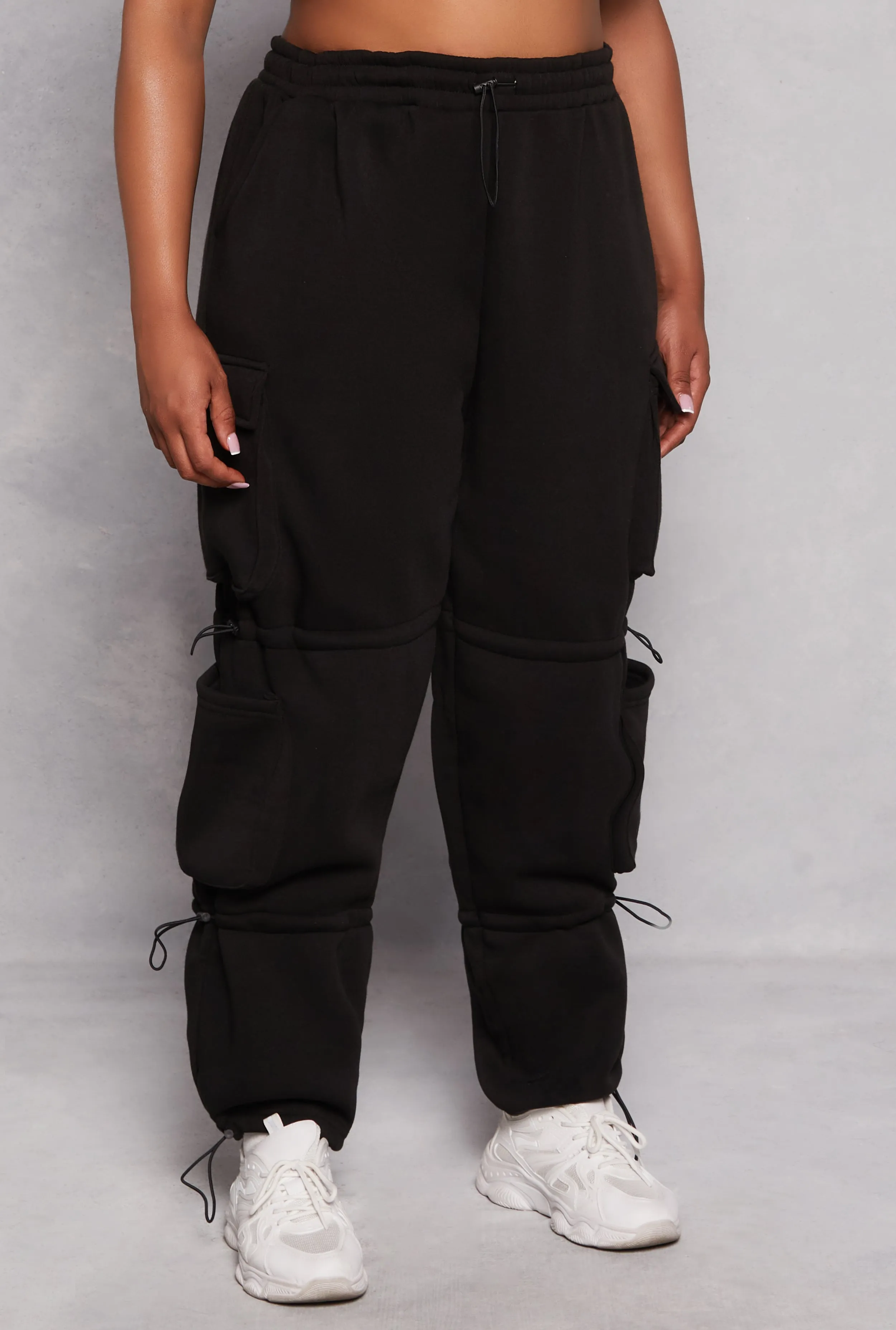 Plus Size Fleece Toggle Drawstring Cargo Joggers sold by Rainbow product image thumbnail 2
