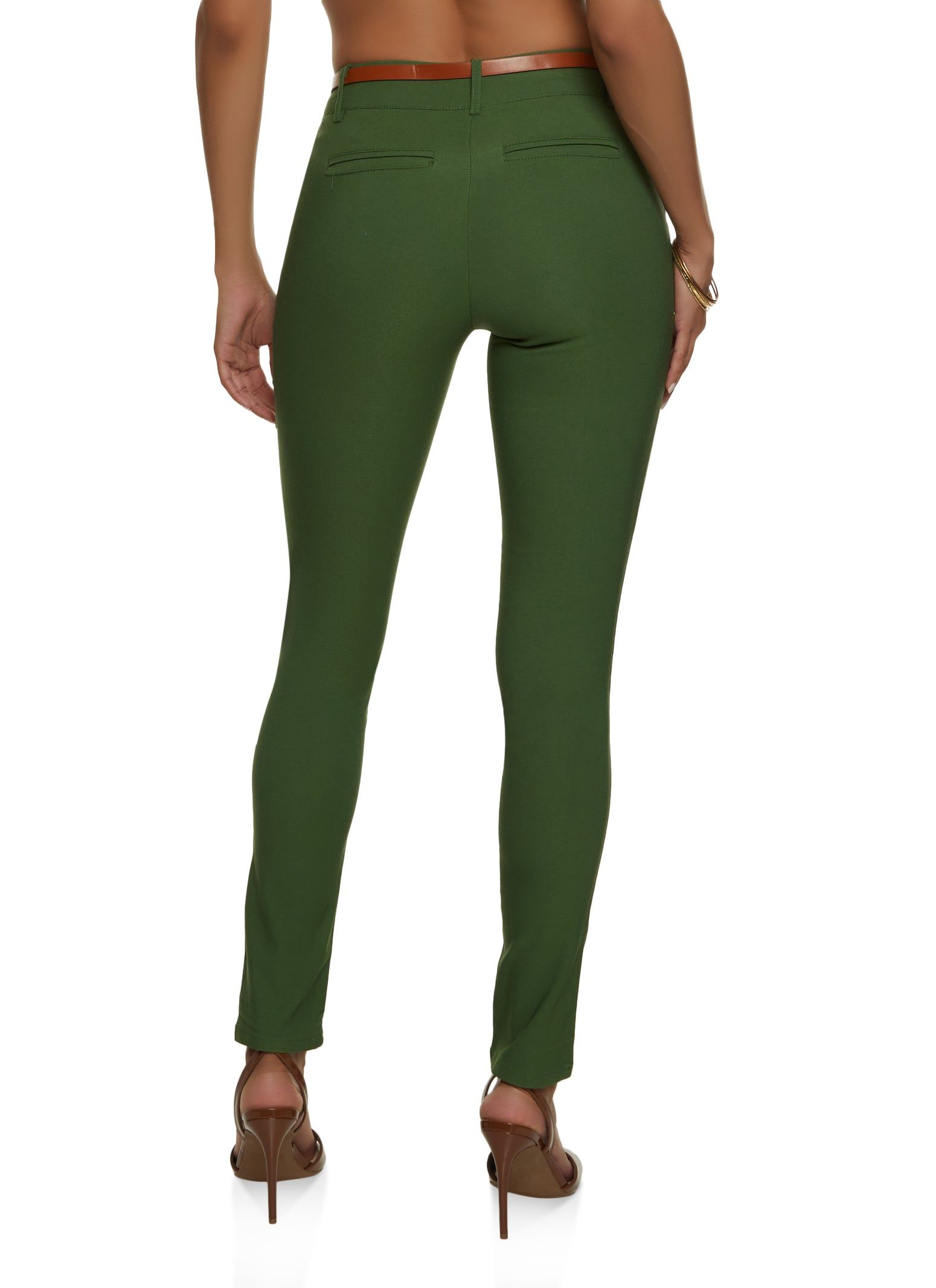 Belted Solid Skinny Leg Dress Pants sold by Rainbow product image thumbnail 2