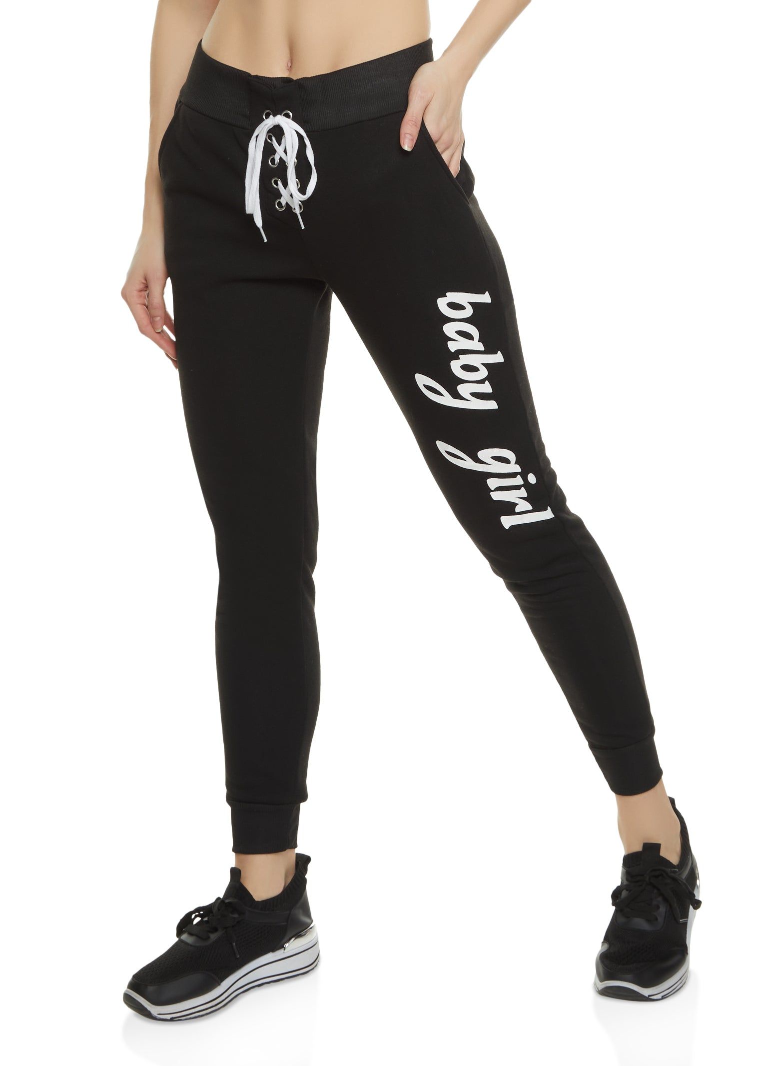 Baby Girl Lace Up High Waist Joggers sold by Rainbow