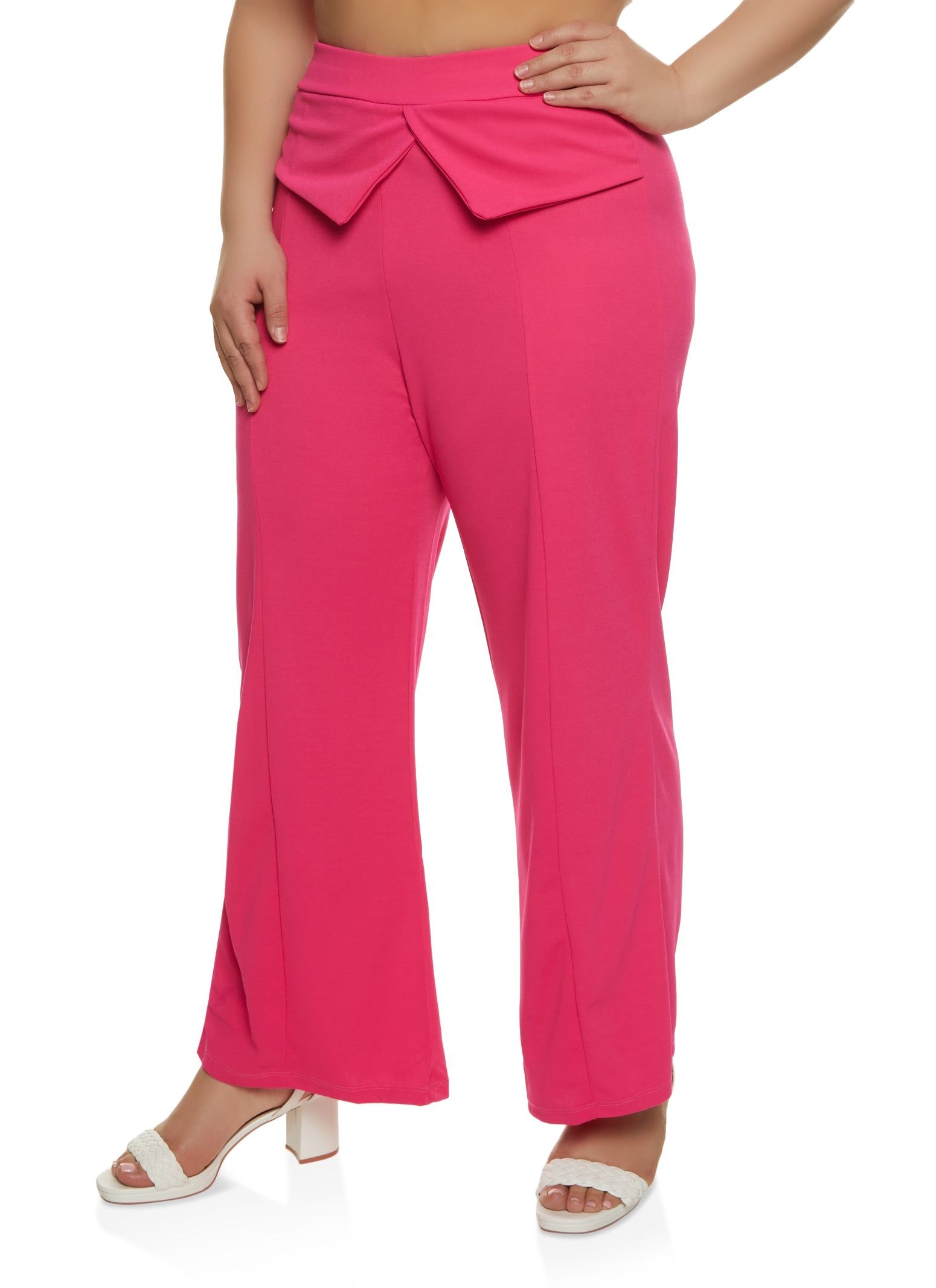 Plus Size Crepe Knit Pintuck Wide Leg Pants sold by Rainbow