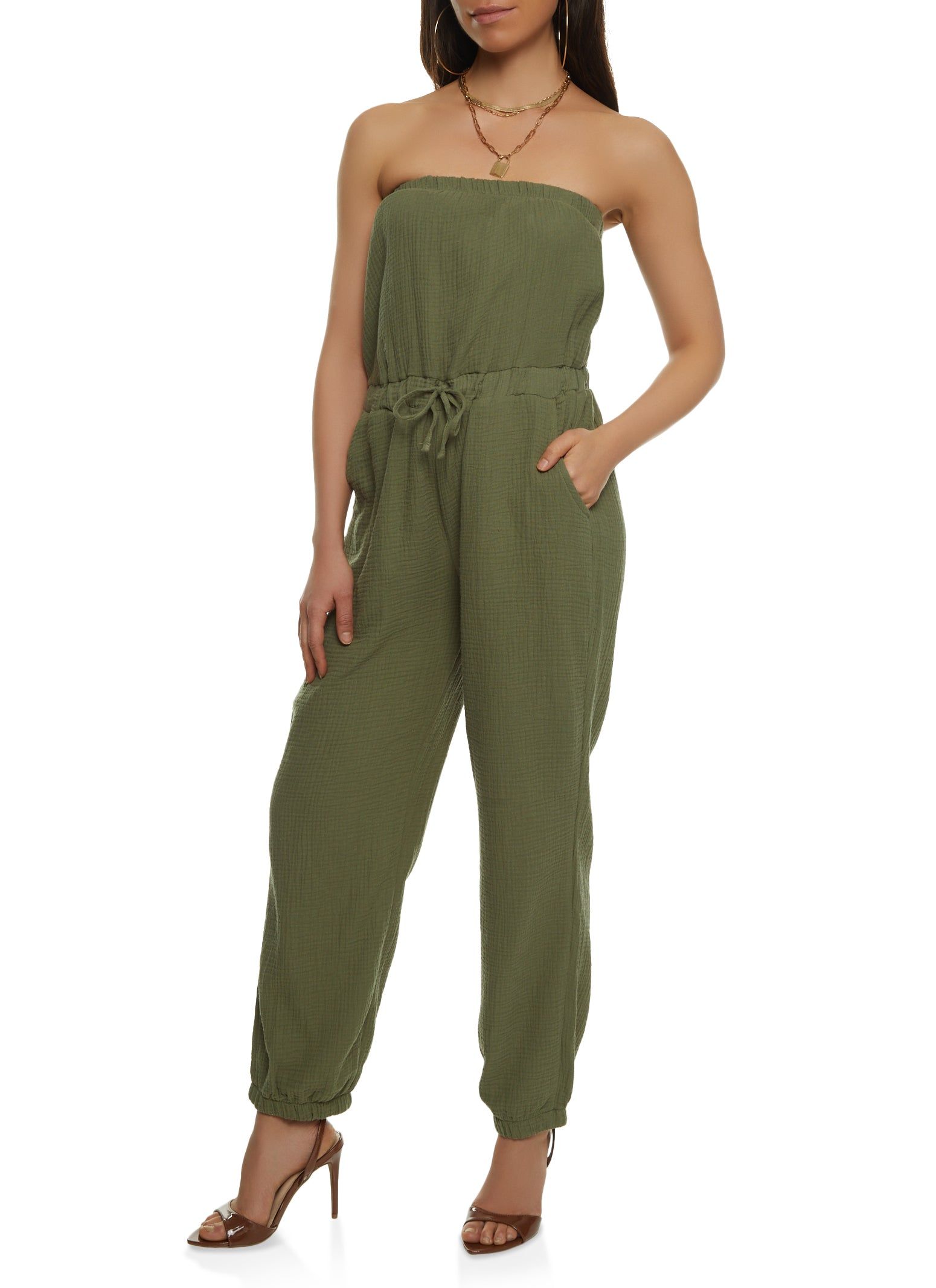Strapless Drawstring Jumpsuit sold by Rainbow