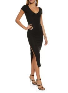 Rib Knit Side Slit Bodycon Dress sold by Rainbow