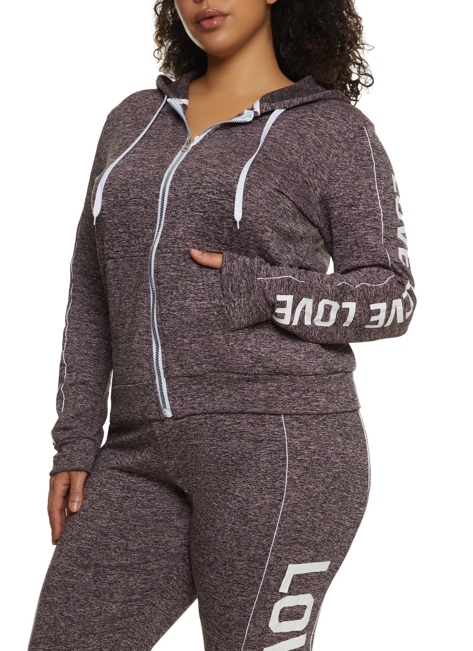 Plus Size Love Side Graphic Zip Front Hoodie sold by Rainbow