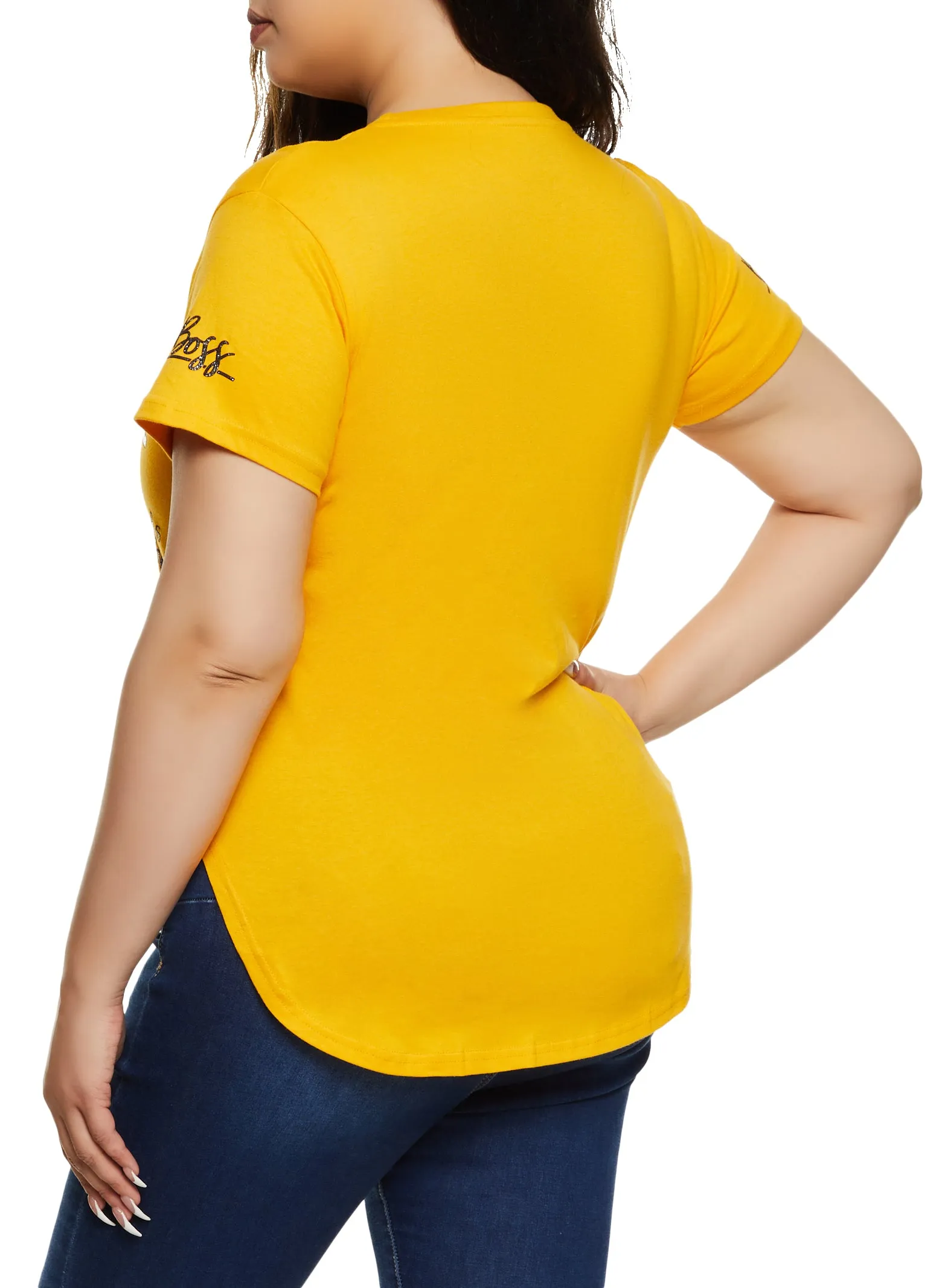 Plus Size Boss Glitter Graphic High Low Tee sold by Rainbow product image thumbnail 3