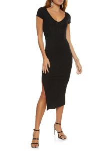 Rib Knit Side Slit Bodycon Dress sold by Rainbow