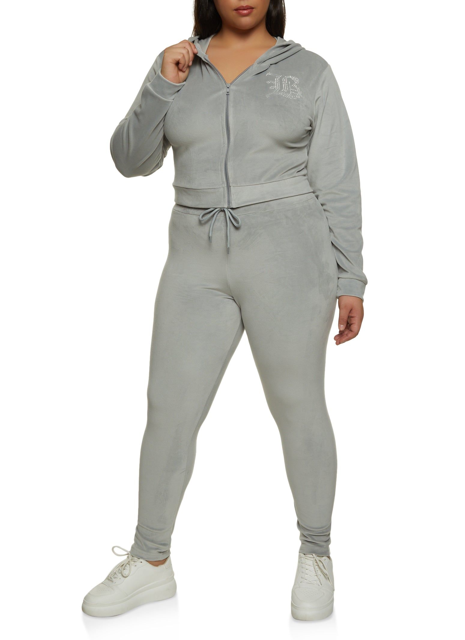 Plus Size B Initial Rhinestone Studded Hoodie sold by Rainbow product image thumbnail 2