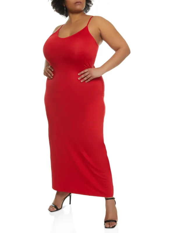 Plus Size Scoop Neck Bodycon Maxi Dress sold by Rainbow